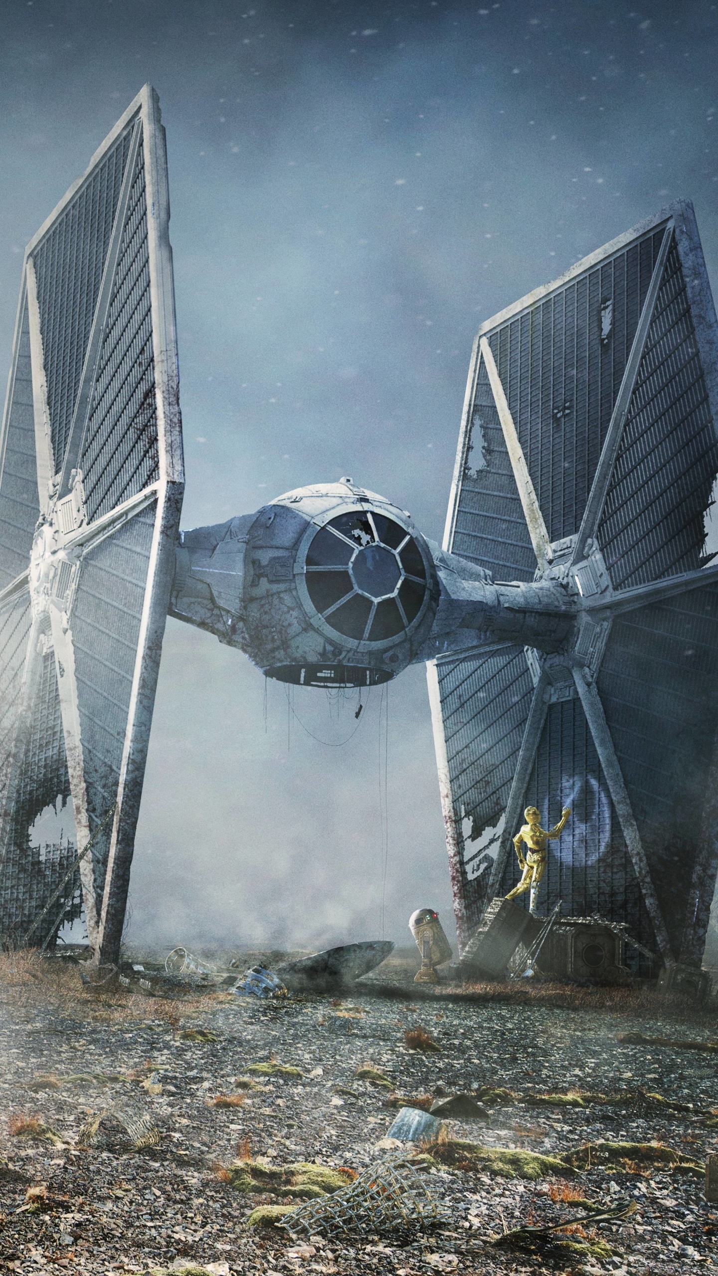 Wallpaper / Sci Fi Star Wars Phone Wallpaper, TIE Fighter, R2 D2, C 3PO, 1440x2560 Free Download