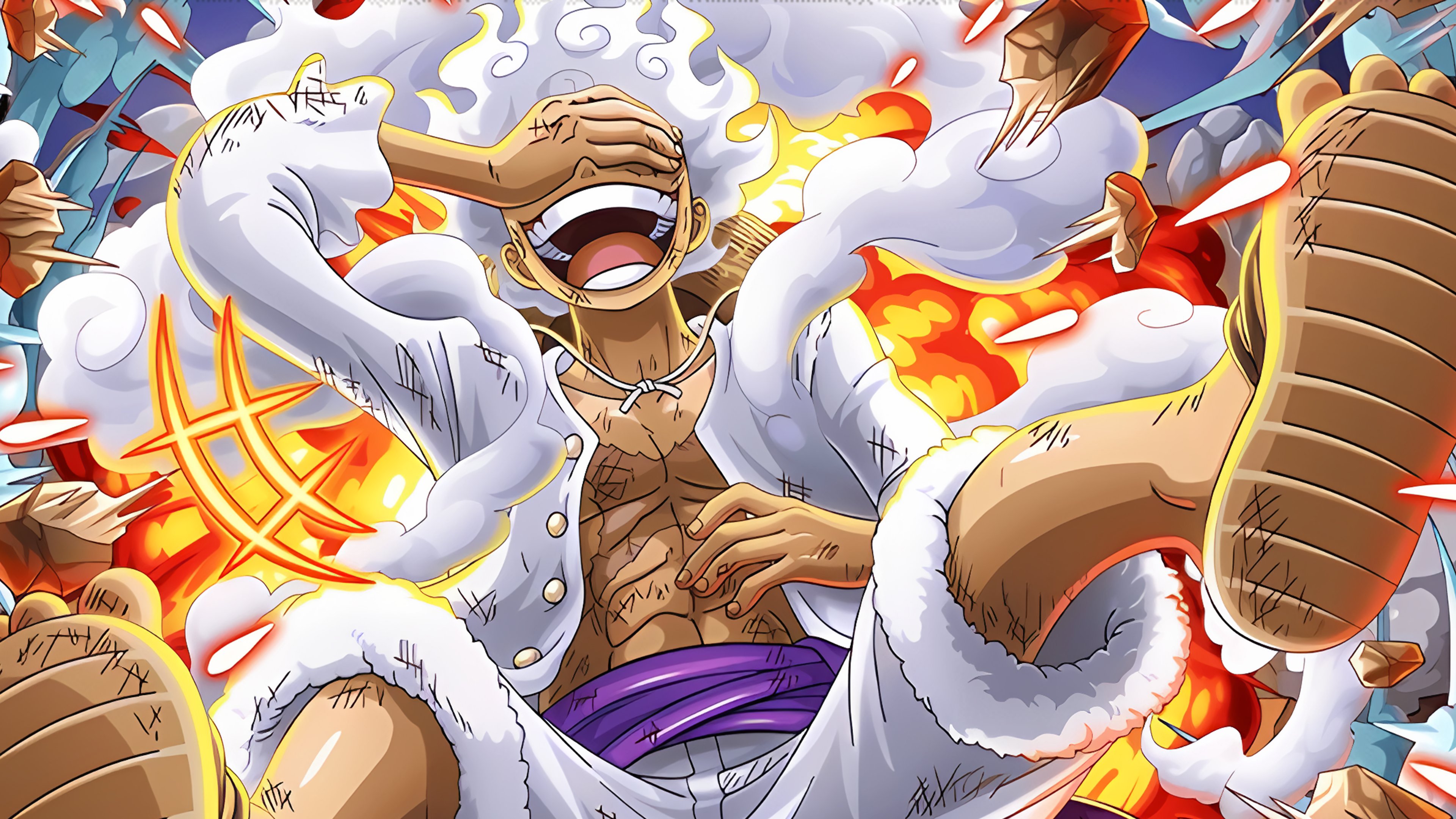 Hydros 5 in One Piece Treasure Cruise! [Mystical Figure in White] Monkey D. Luffy HD Art, 4K PC Wallpaper, 4K Phone Wallpaper! #OPTC #ONEPIECE