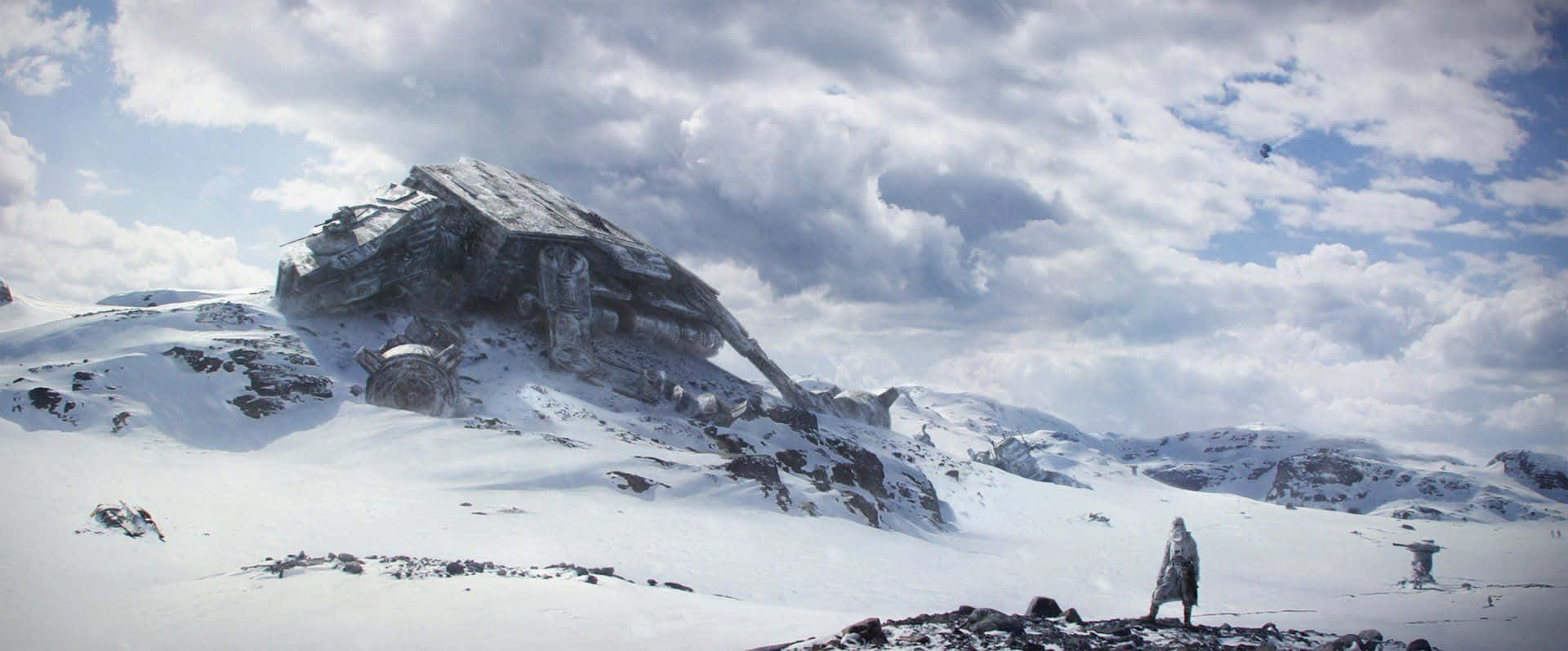 Download Breathtaking View of the Snowy Mountains on Planet Hoth Wallpaper