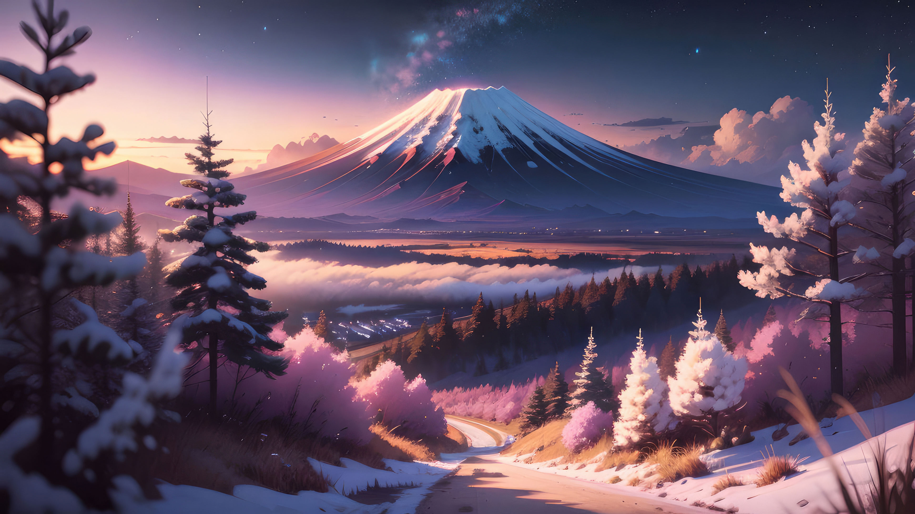 Mount Fuji Dreamy Digital Art Wallpaper