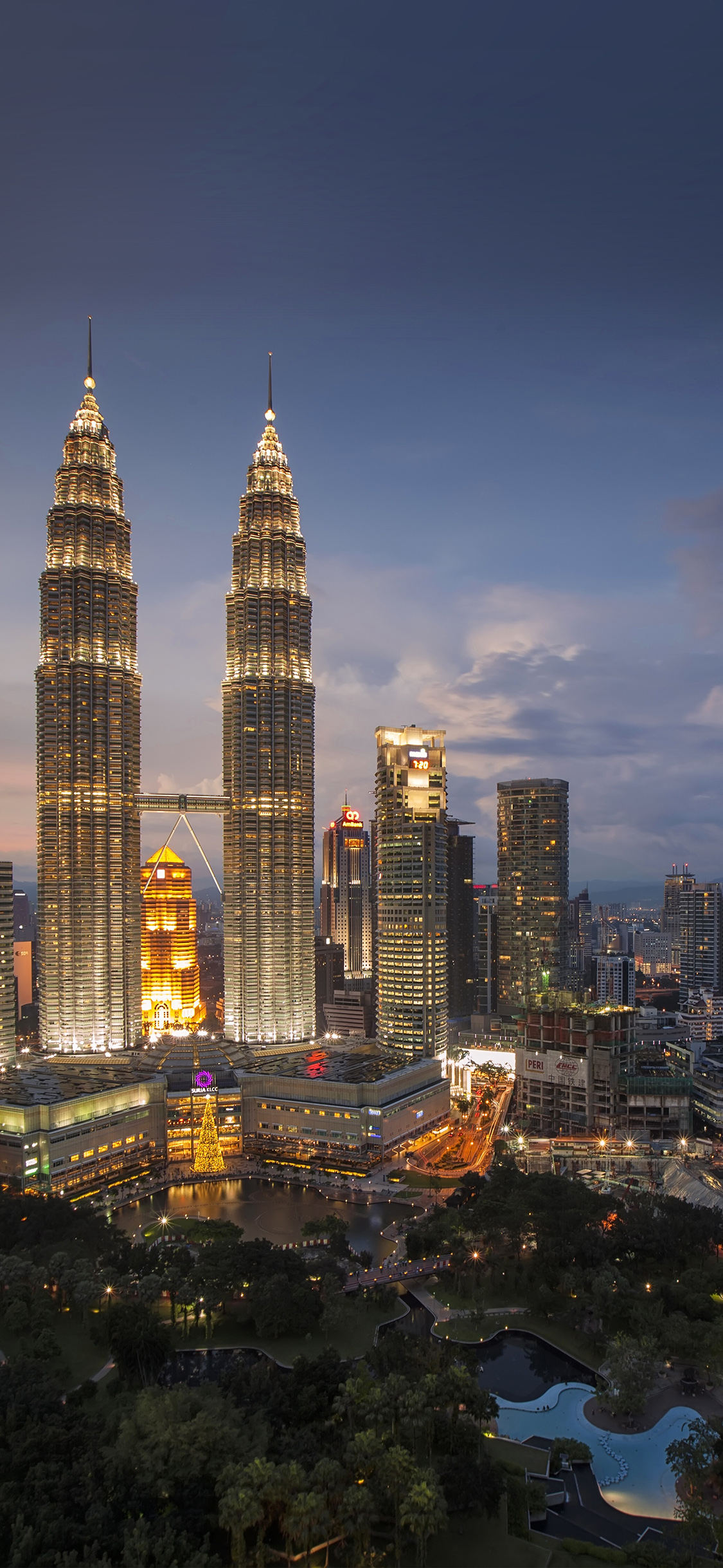 city building skyscraper night nature