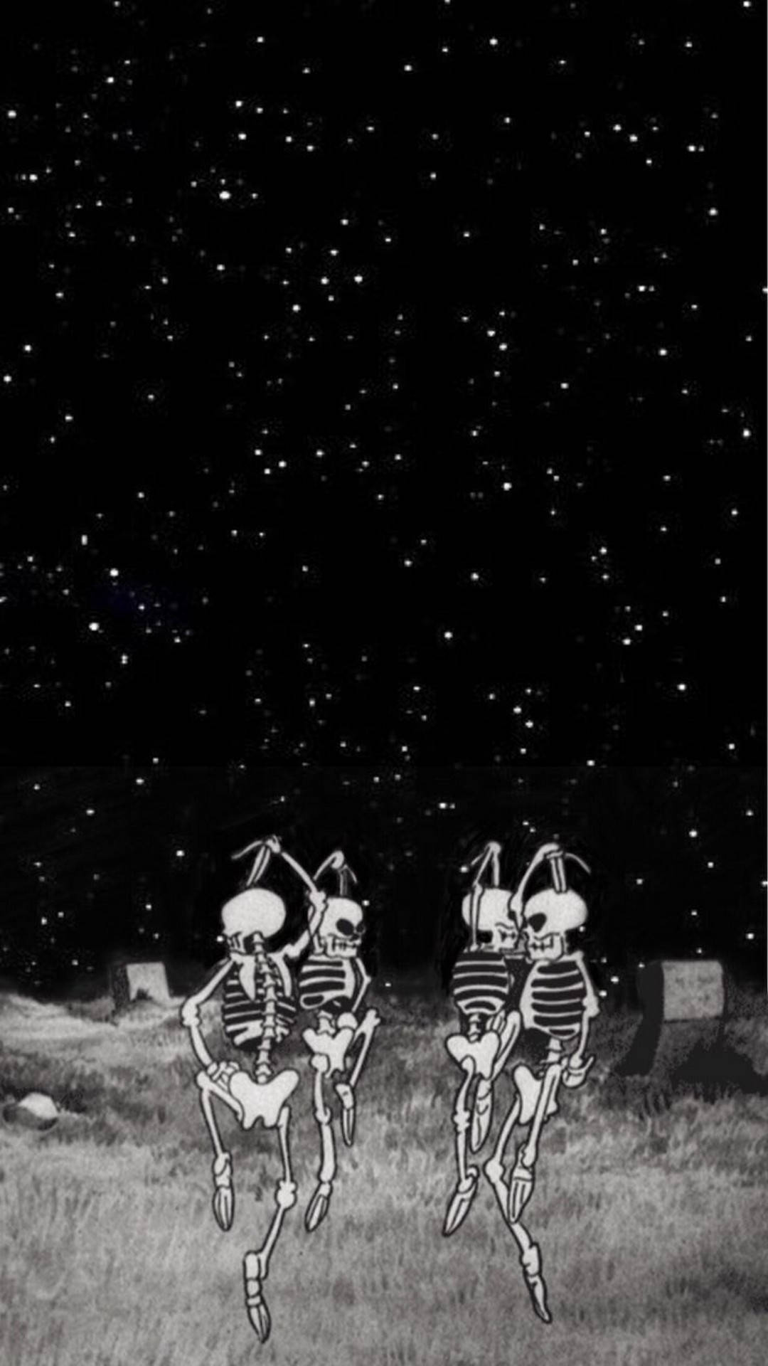 Download Dancing Skeletons Halloween Phone Wallpaper