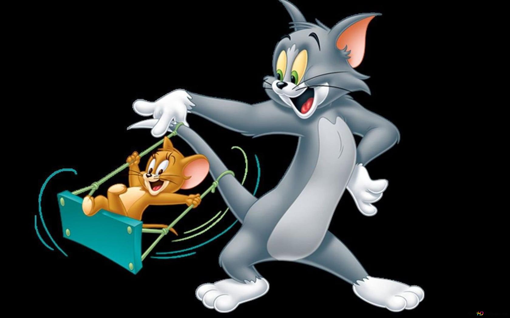 The fun of Tom and Jerry cartoon characters in front of a black background HD wallpaper download