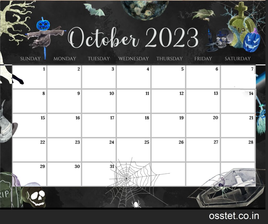 Cute October 2023 Calendar Floral Wallpaper for Desk