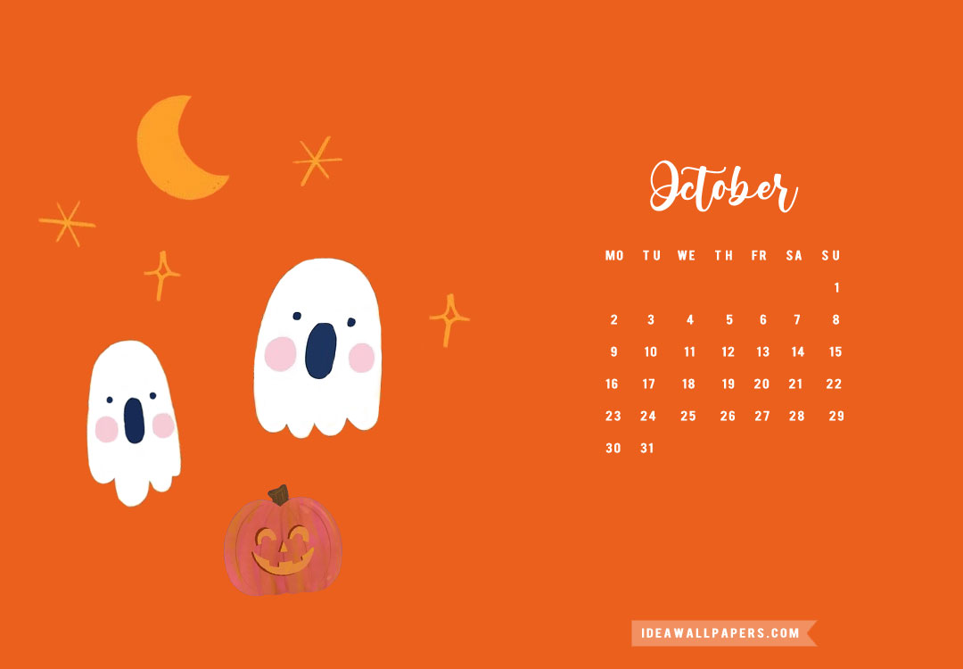 October Calendar 2023, Orange Wallpaper for Desktop & Laptop Wallpaper