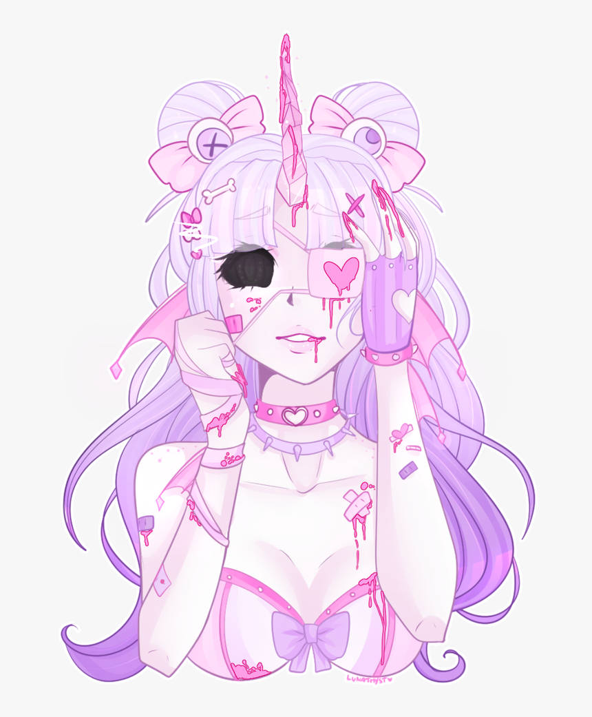 Download Pastel Goth Girl With Horn Wallpaper