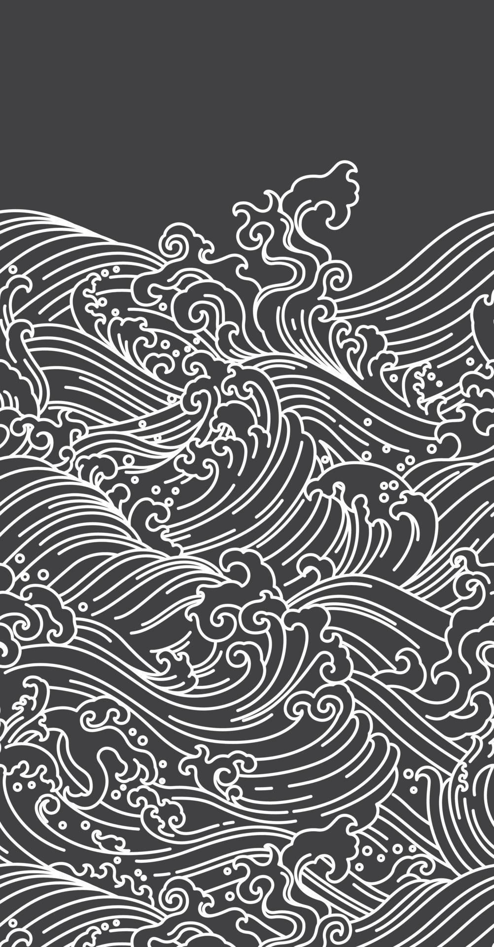 Download Japan ocean wave seamless black background for free. Wave illustration, Tattoo background, Japanese background