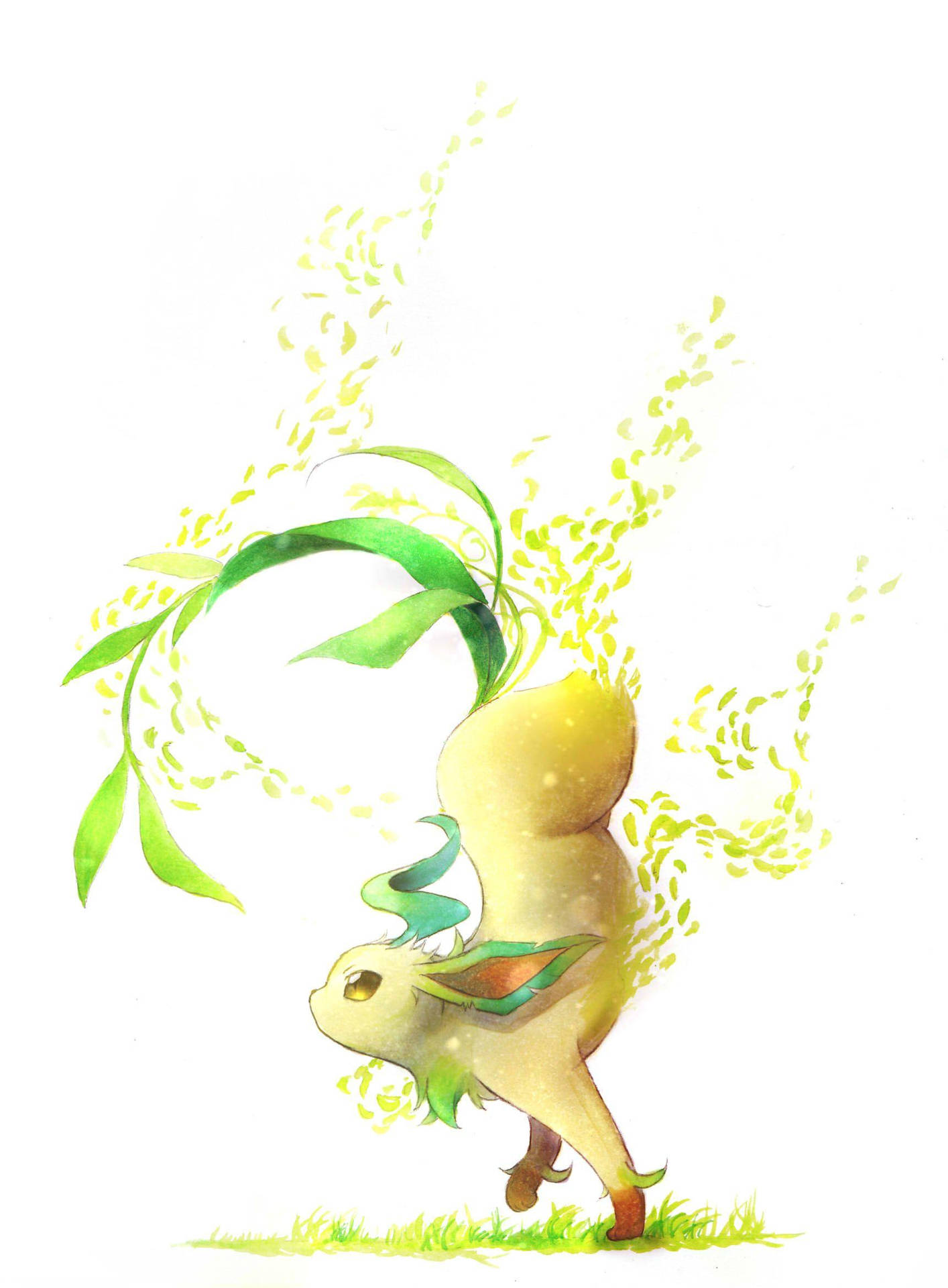 Download Leafeon Doing Hand Stand Wallpaper