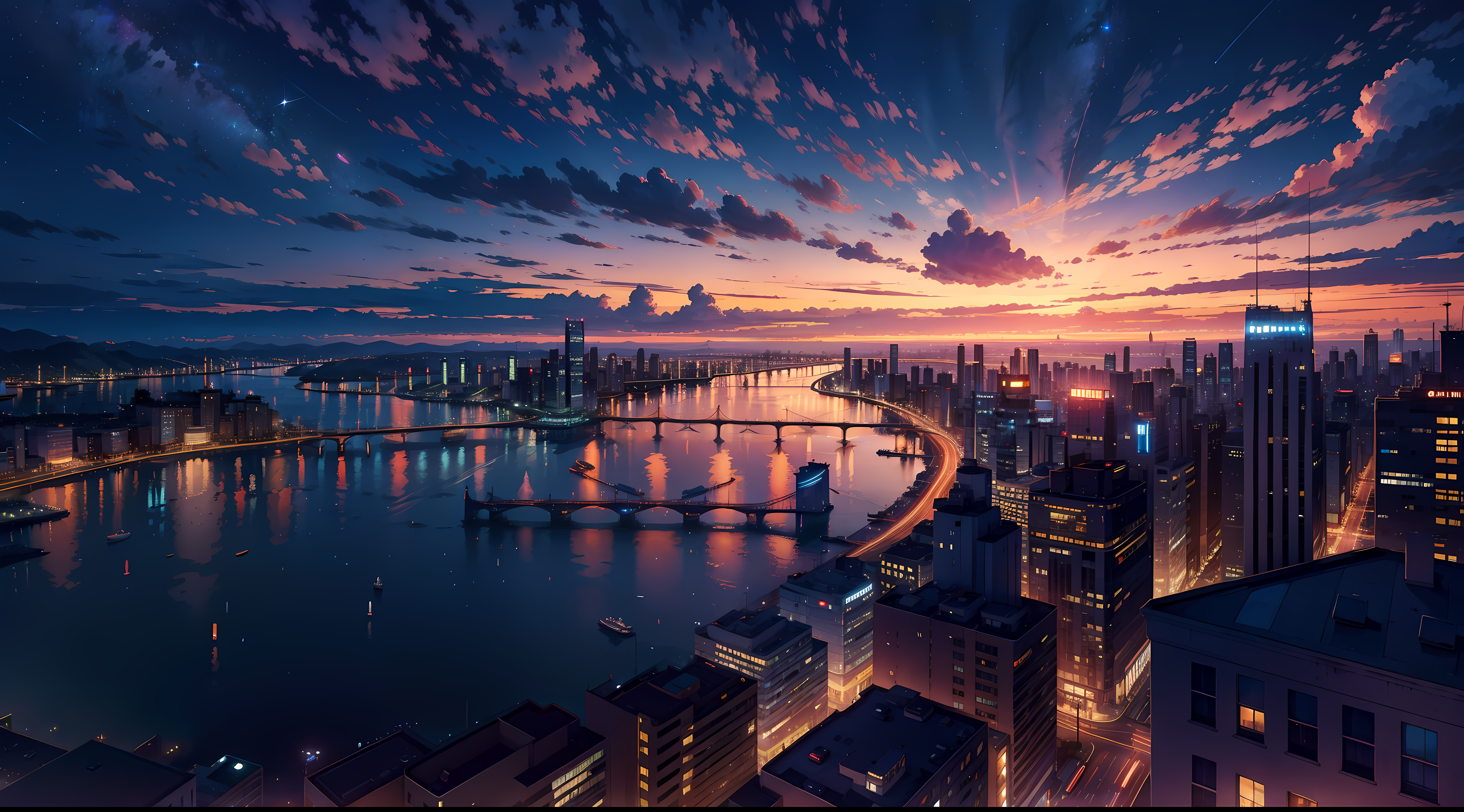 Anime City HD Wallpaper and Background