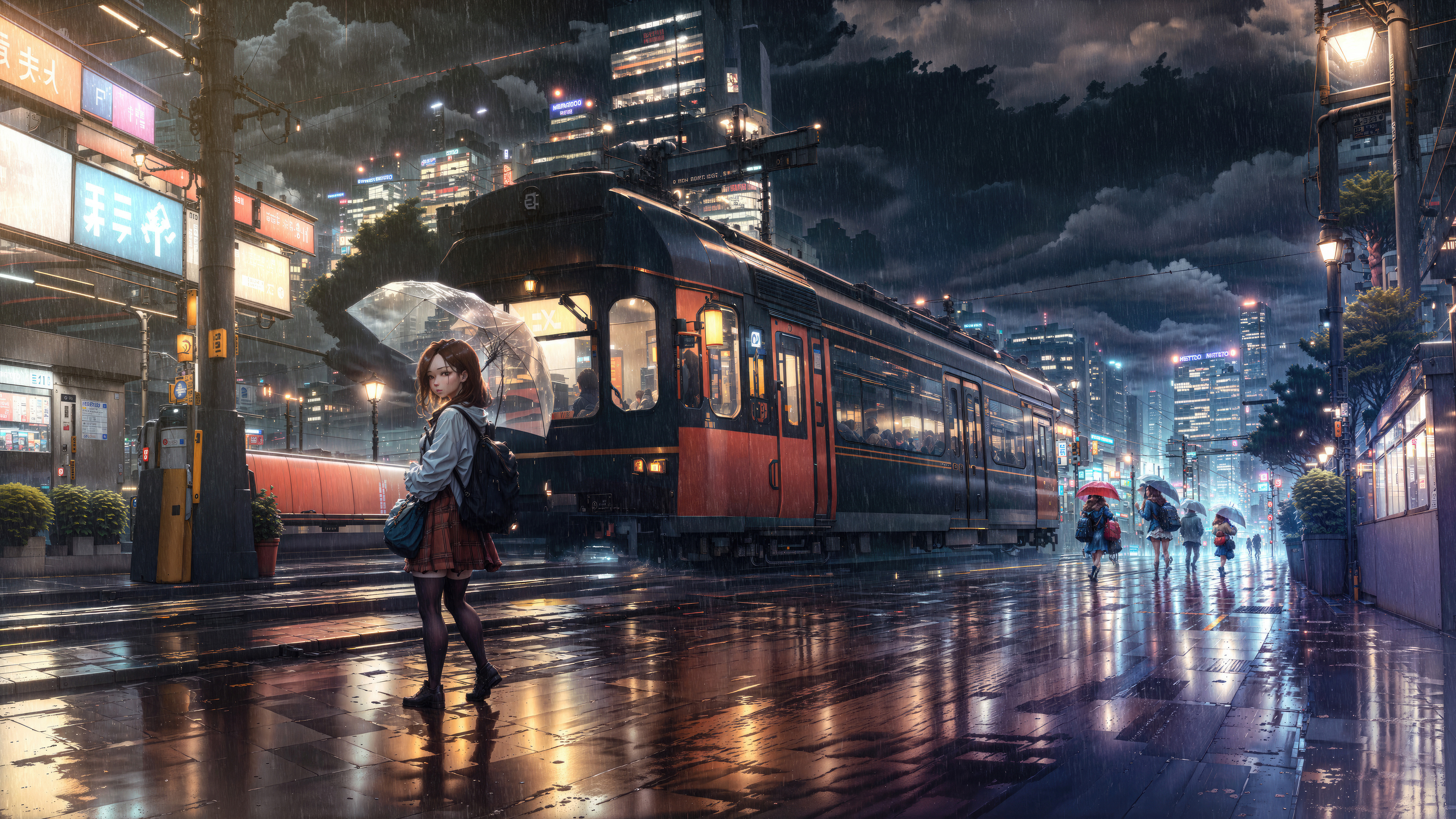 Rainy Day Anime Girl Looking Back 5k, HD Anime, 4k Wallpaper, Image, Background, Photo and Picture