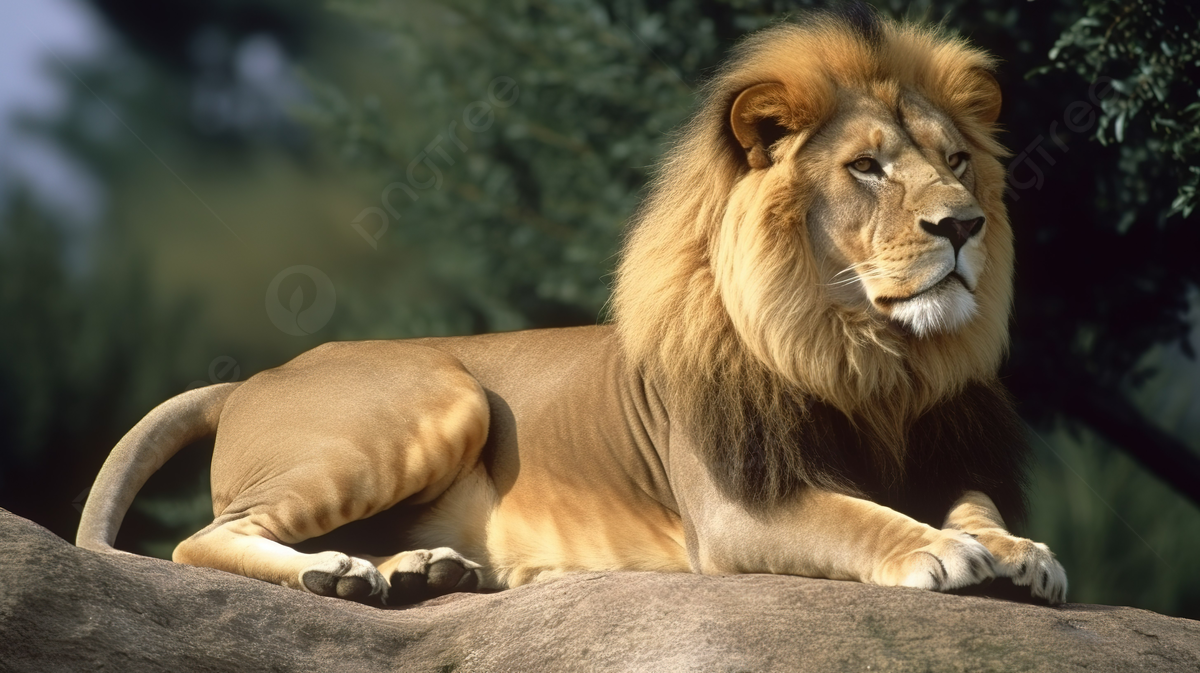 Lion Lies On Top Of A Rock Background, Barbary Lion Picture Background Image And Wallpaper for Free Download