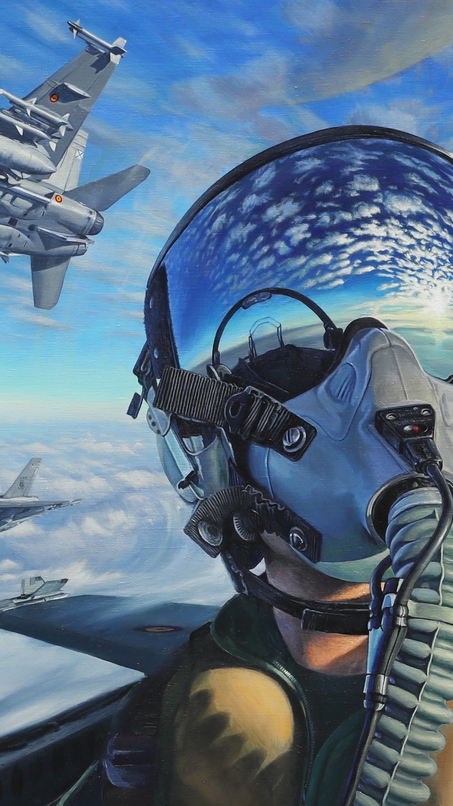 Wallpaper pilot, fighter aircraft, artwork, 4K, Art