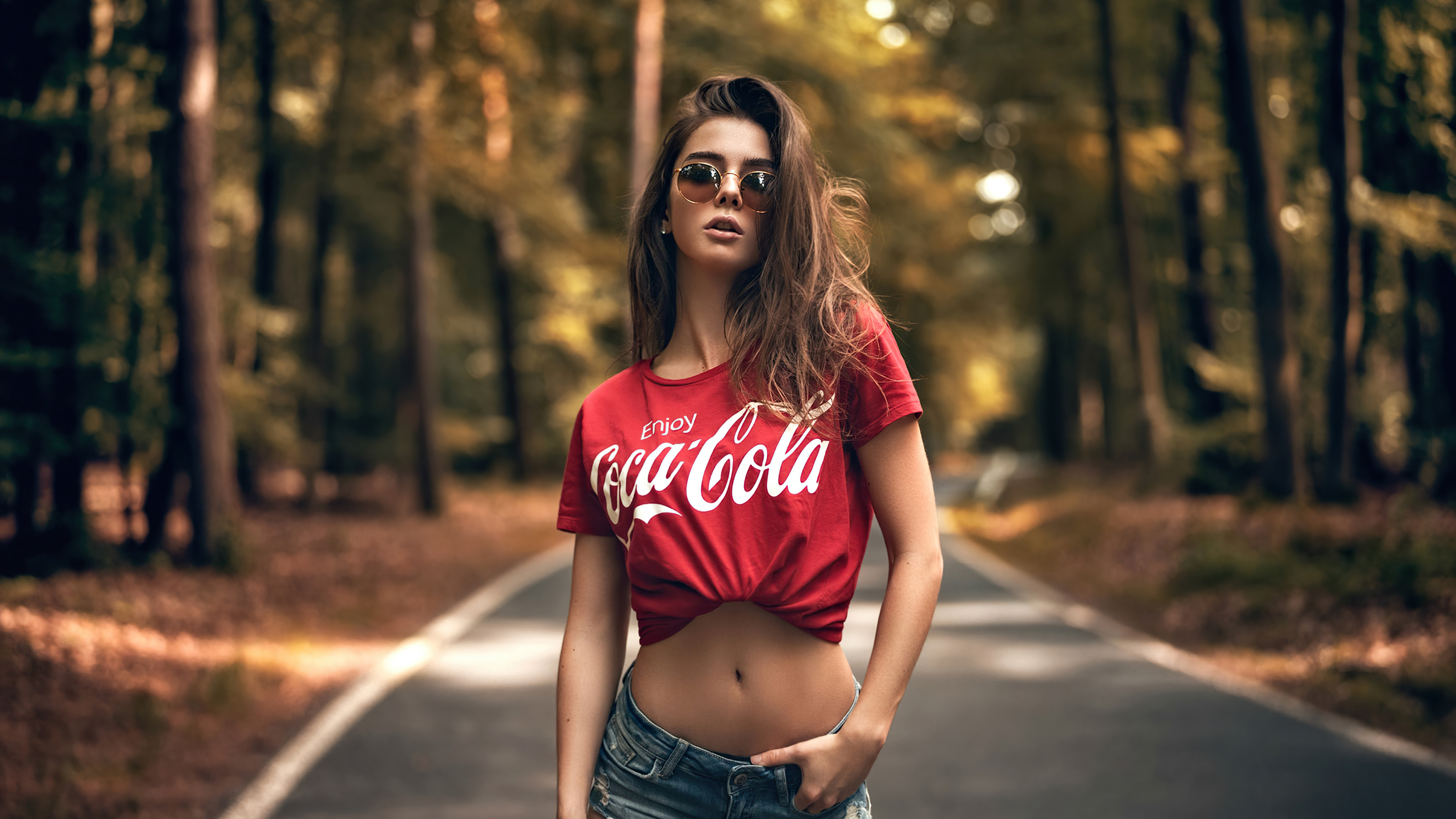 Girl Sunglasses Coca Cola Dress 4k