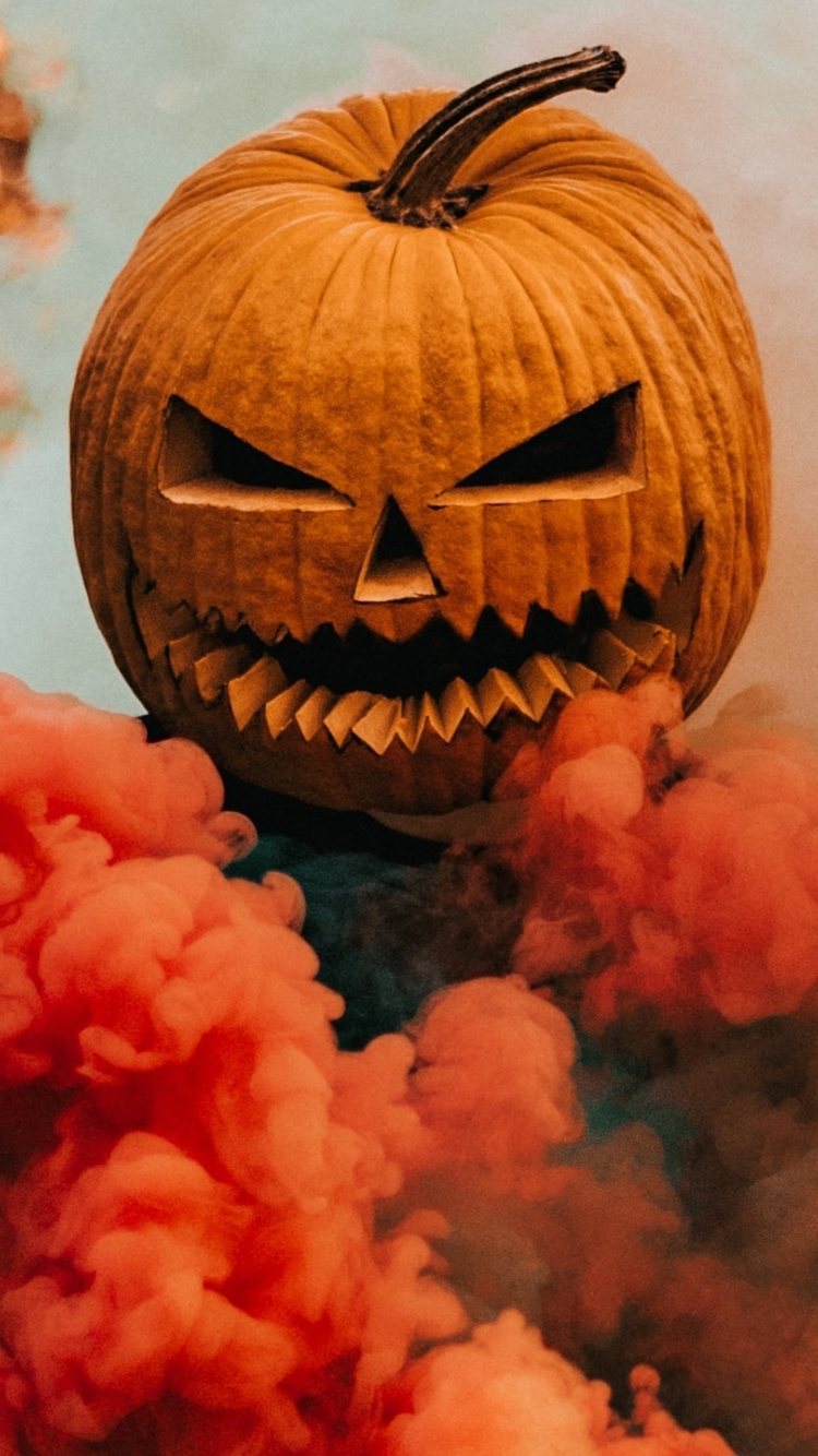 Download wallpaper 750x1334 pumpkin head man, smoke, iphone 7, iphone 8, 750x1334 HD background, 26240