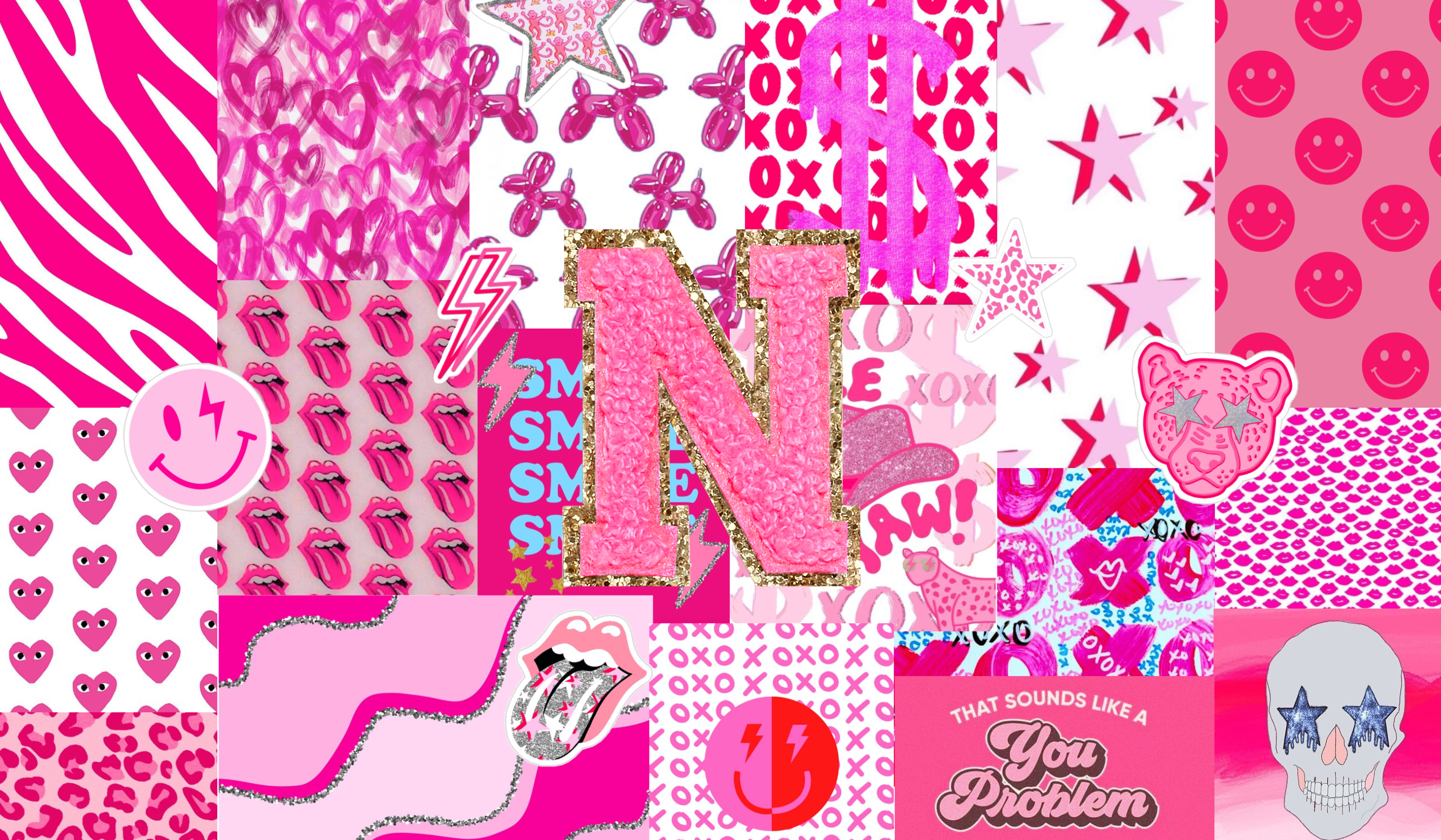 Pink Preppy Letter N Collage for Mac Wallpaper!. Macbook wallpaper, Preppy wallpaper, Phone wallpaper boho