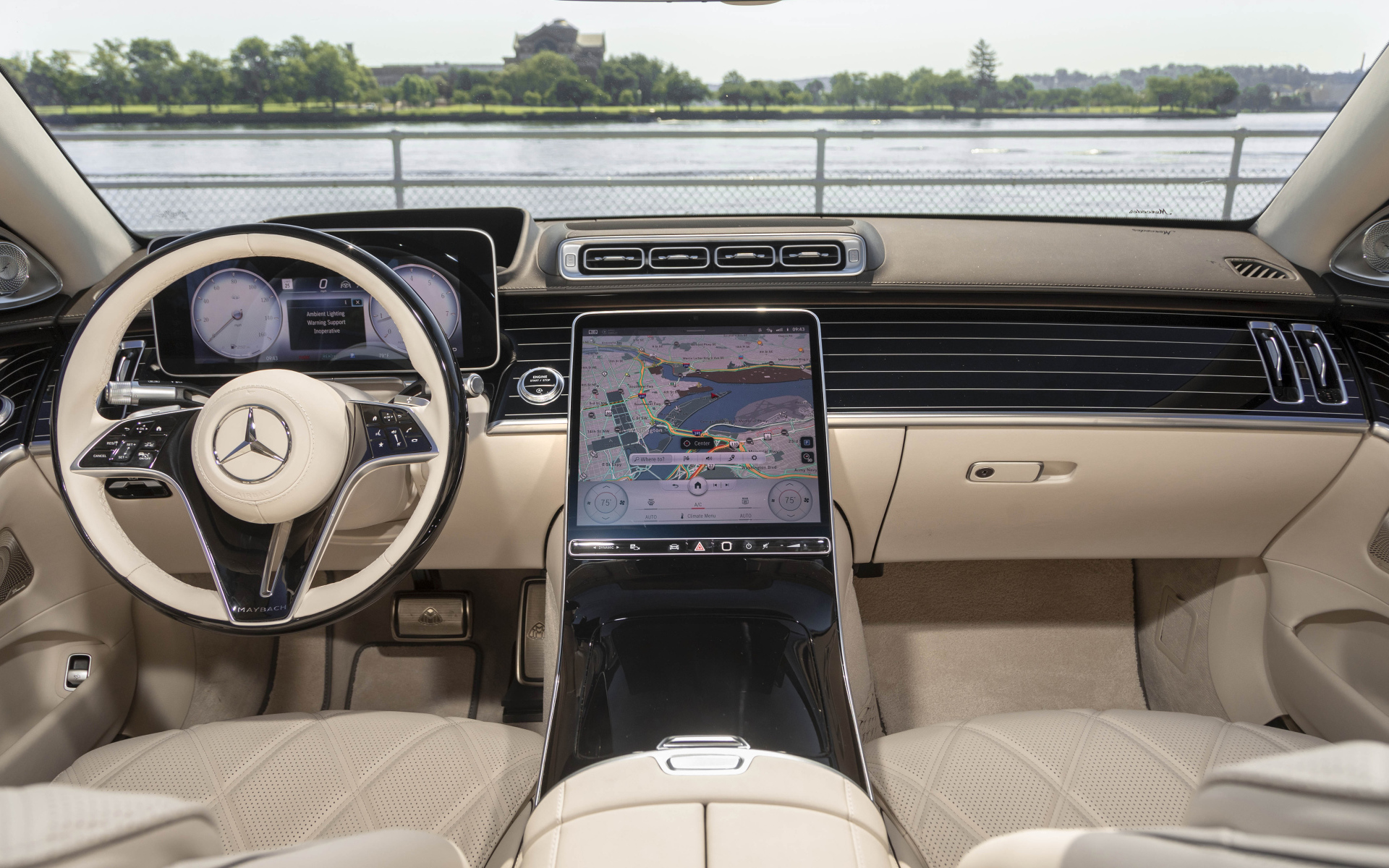 Beige Interior Of The Car Mercedes Maybach S 580 4MATIC, 2022 Desktop Wallpaper 1920x1200