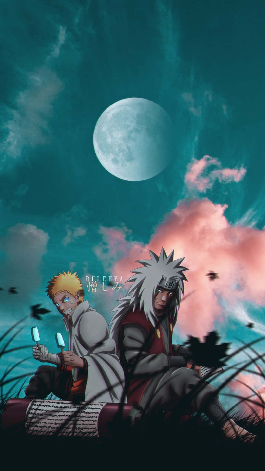 Download Under The Moon Jiraiya And Naruto Aesthetic Phone Wallpaper