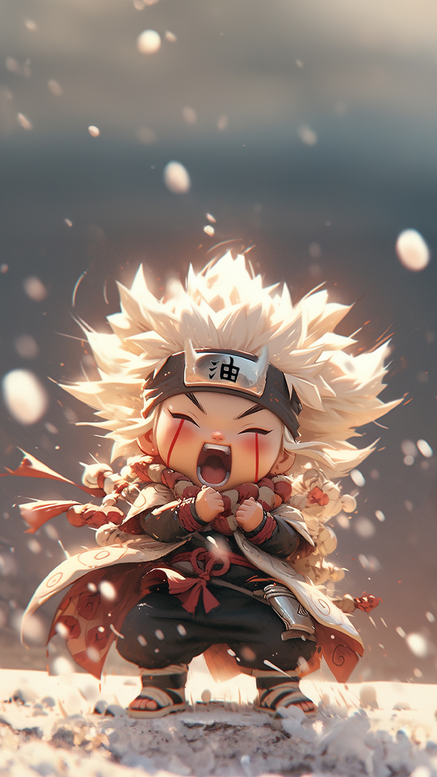 Jiraiya Wallpaper 4K, Chibi, Naruto, AI art
