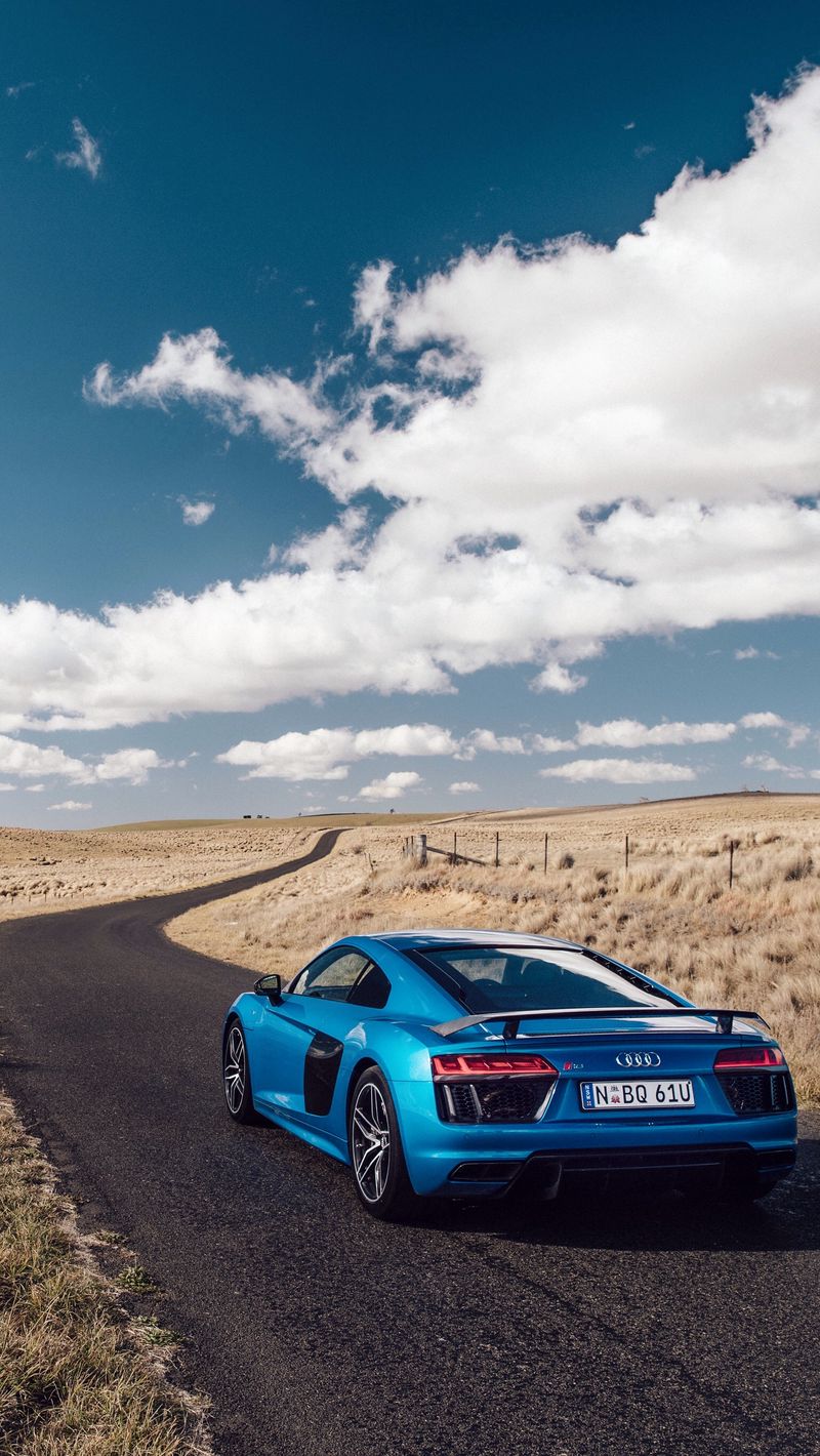 Download Wallpaper 800x1420 Audi, R8, V10, Side View, Blue, Road, Grass Iphone Se 5s 5c 5 For Parallax HD Background