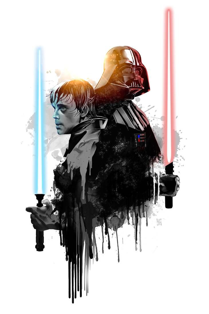 directoryofillustration.com Light Side Dark Side by Ke Sneller #kesneller # starwars #LukeSkywalker #Vader. Star wars painting, Star wars wallpaper, Star wars art