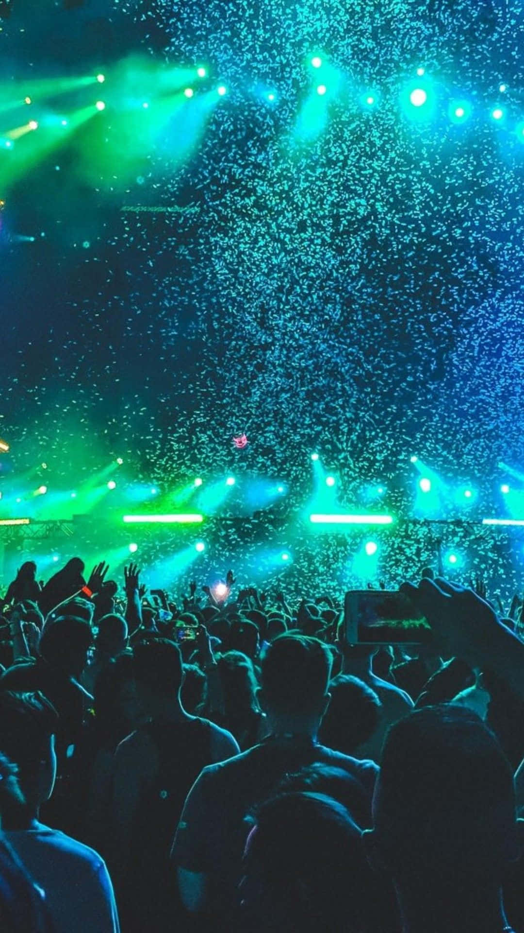 Concert With Green And Blue Lights