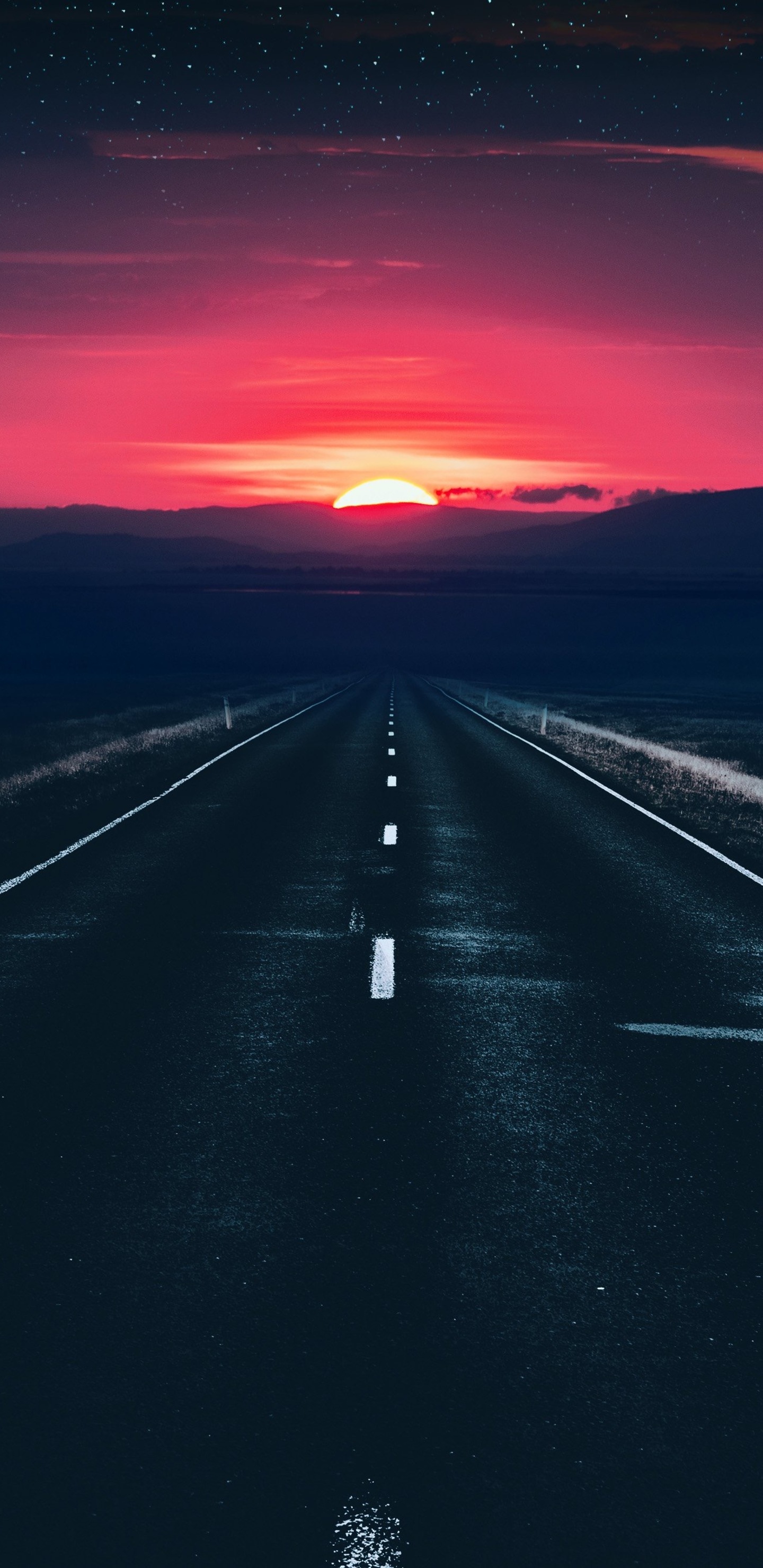 Long Alone Dark Road Sunset View Samsung Galaxy Note 9, 8, S9, S8, SQHD HD 4k Wallpaper, Image, Background, Photo and Picture