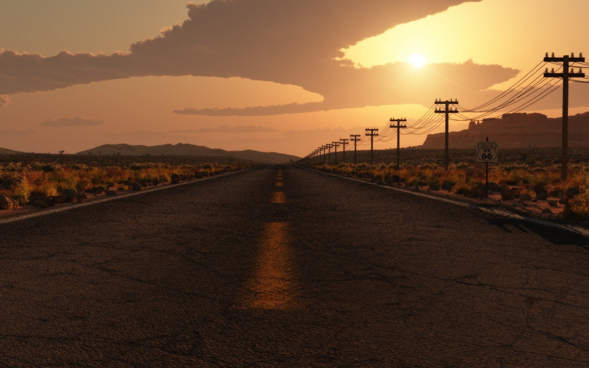 Photo of a road with sunset at dawn