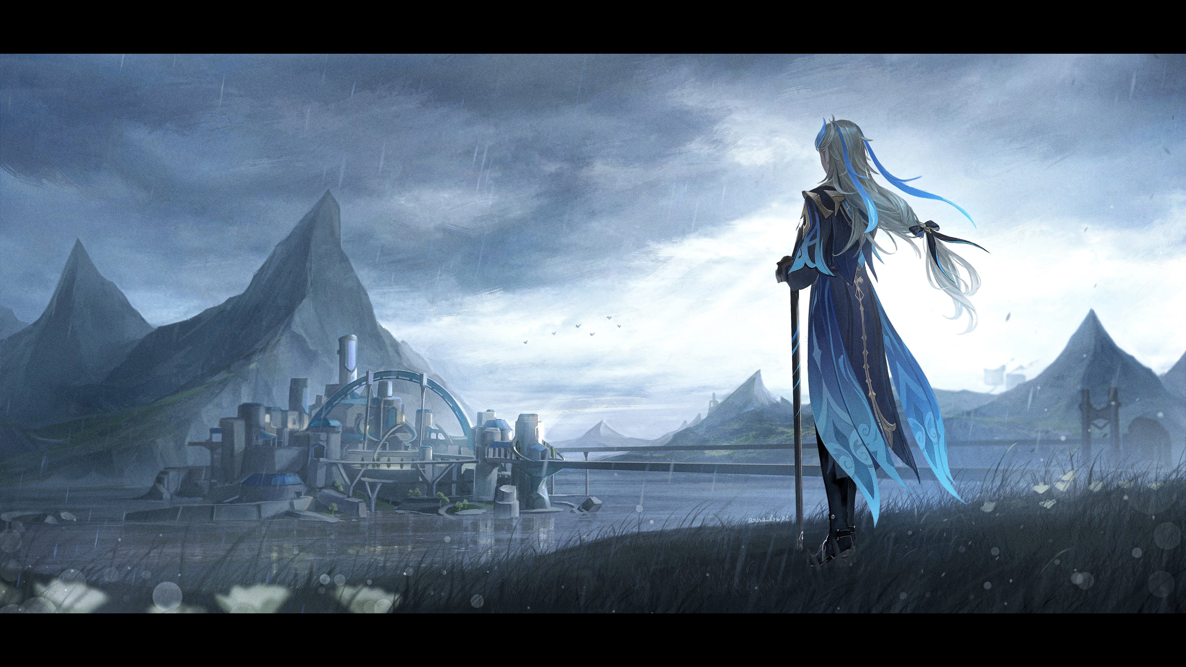 Neuvillette in Genshin Impact: Stunning 4K Ultra HD Video Game Wallpaper