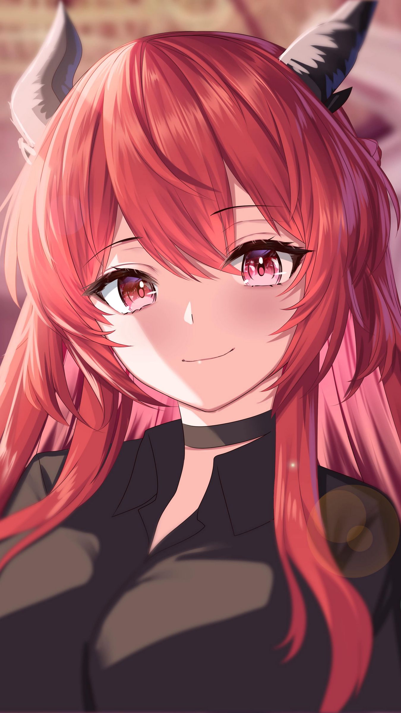 Download wallpaper 1350x2400 demon, girl, horns, smile, anime iphone 8+/7+/6s+/for parallax HD background