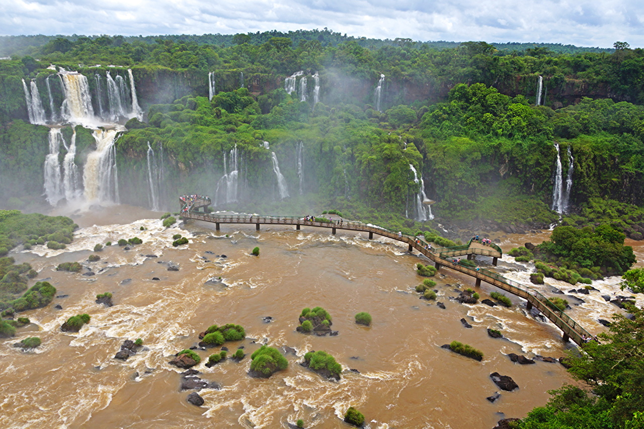 Desktop Wallpaper Brazil Iguazu Nature Waterfalls landscape