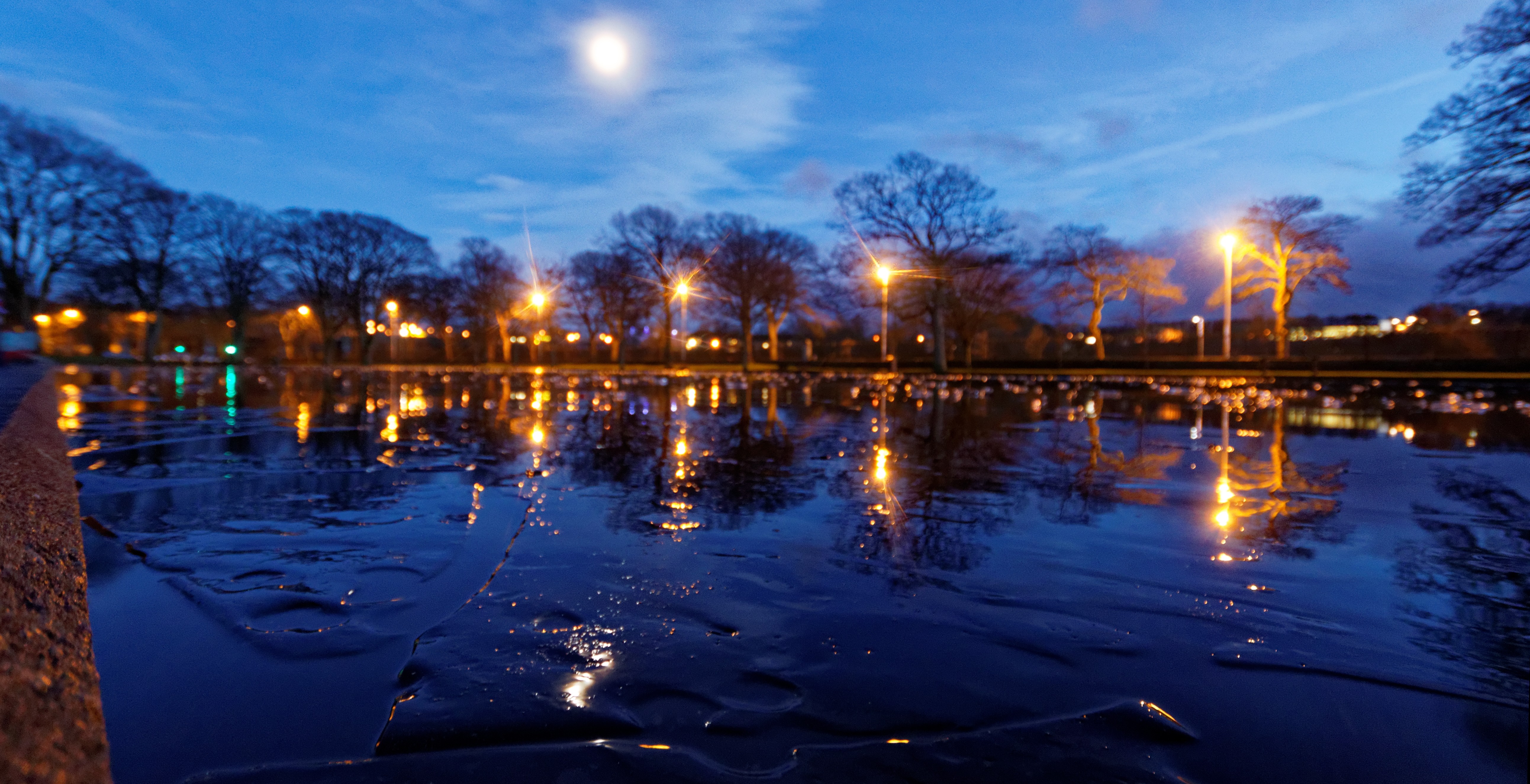 Wallpaper, sunlight, sunset, night, water, reflection, park, snow, winter, Scotland, evening, morning, dusk, Aberdeen, light, dawn 5170x2650