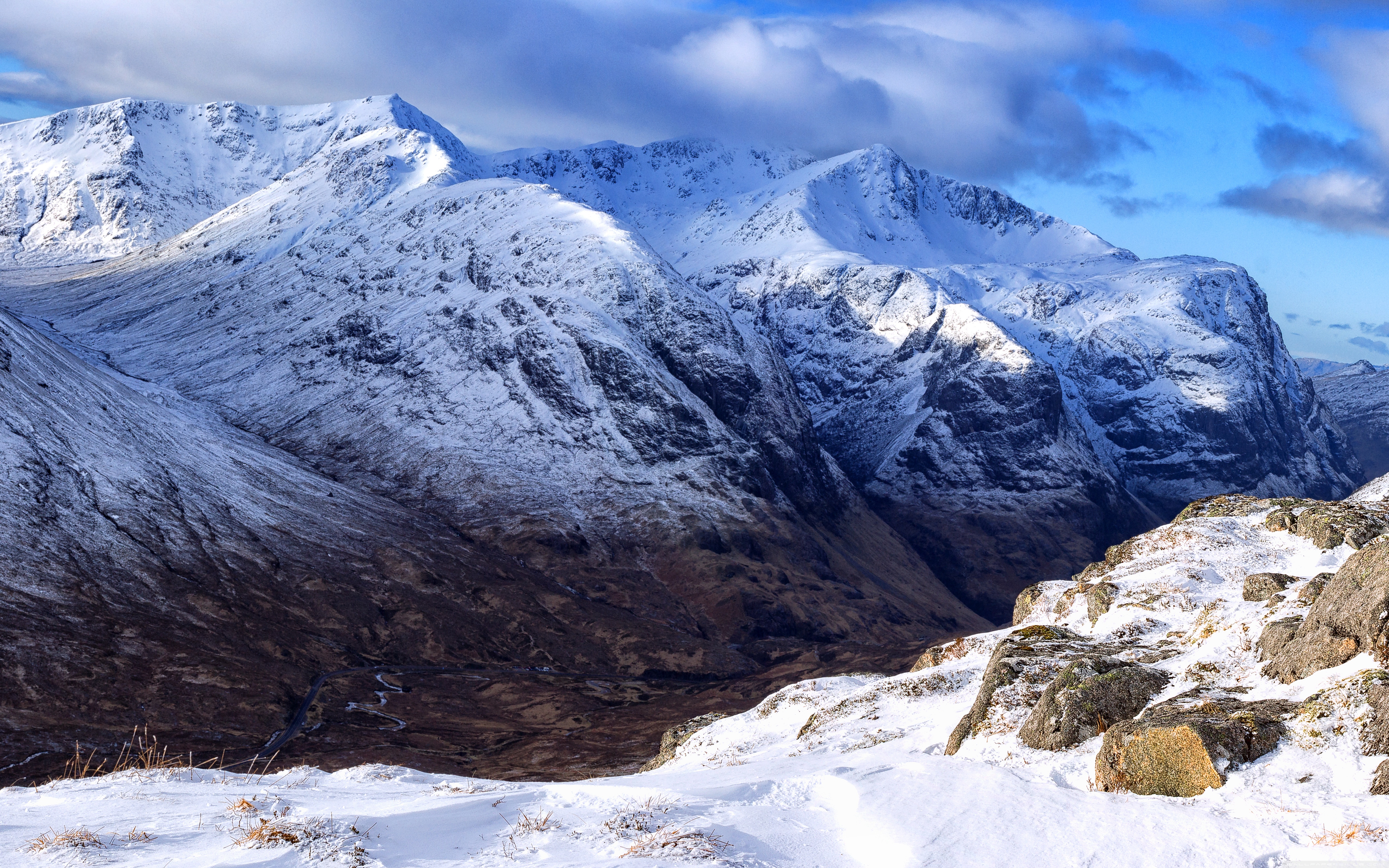 The Lost Valley, Scotland, Mountains, Winter Ultra HD Desktop Background Wallpaper for: Multi Display, Dual & Triple Monitor, Tablet