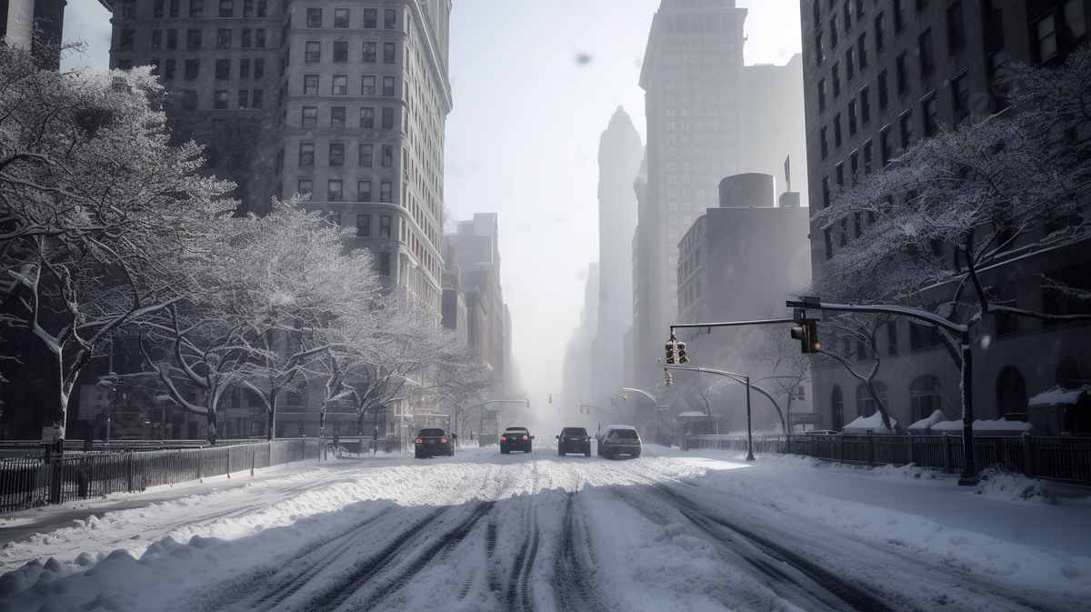 Street In The Middle Of The Snow In Winter Background, Snow In New York Picture Background Image And Wallpaper for Free Download