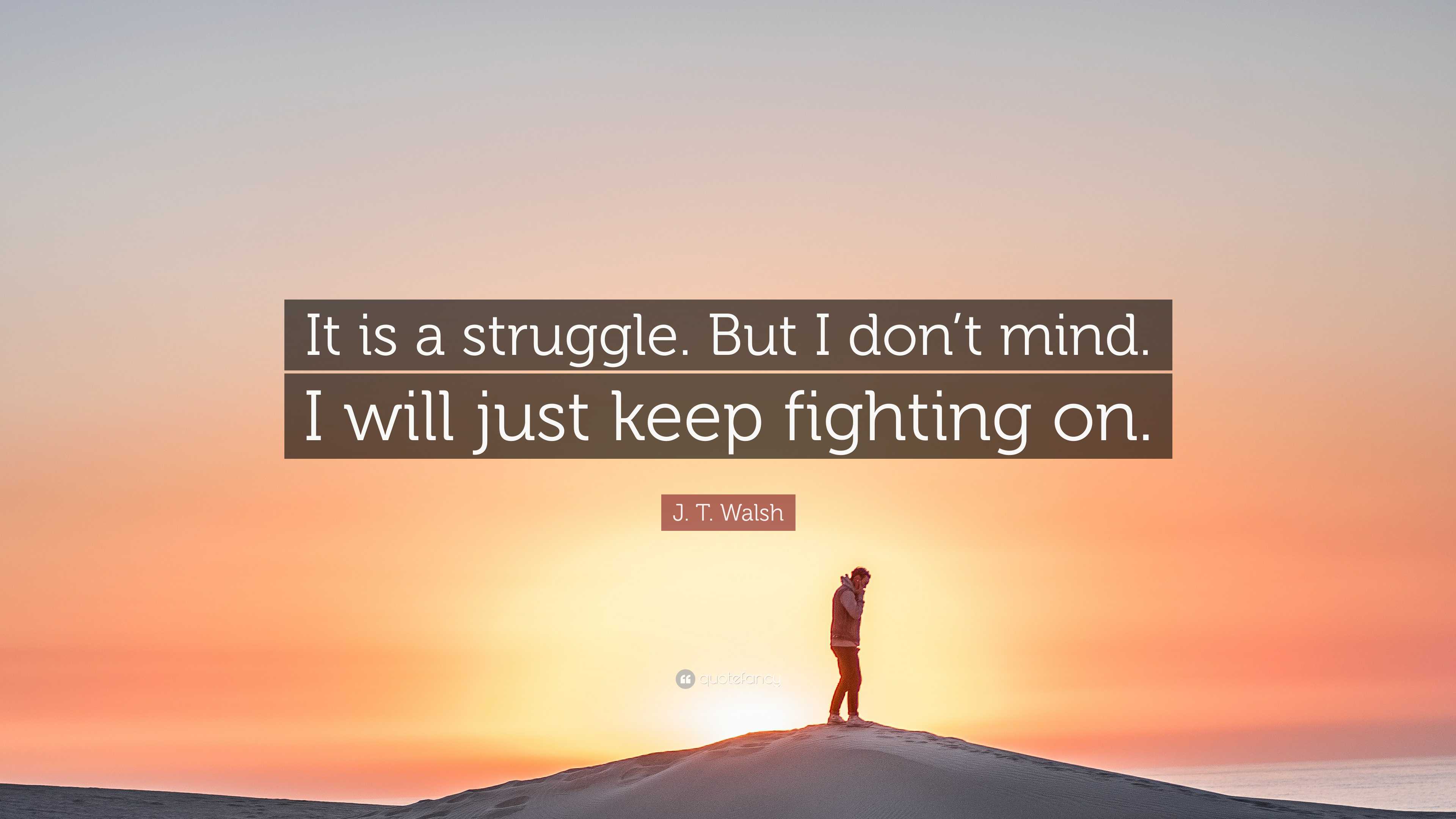 J. T. Walsh Quote: “It is a struggle. But I don't mind. I will just keep