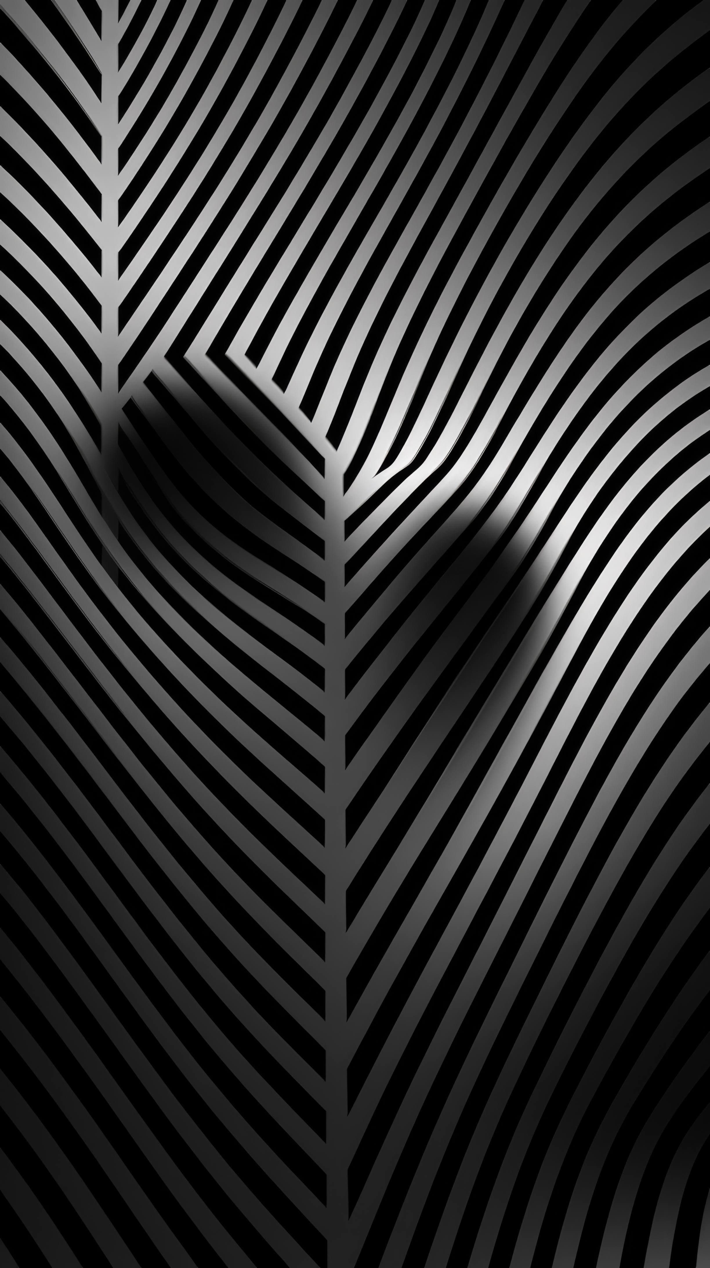 A 4K Ultra HD Mobile Wallpaper With A Minimalist Abstract Heart Shaped Pattern In Black And White, With Clean Lines And Negative Space