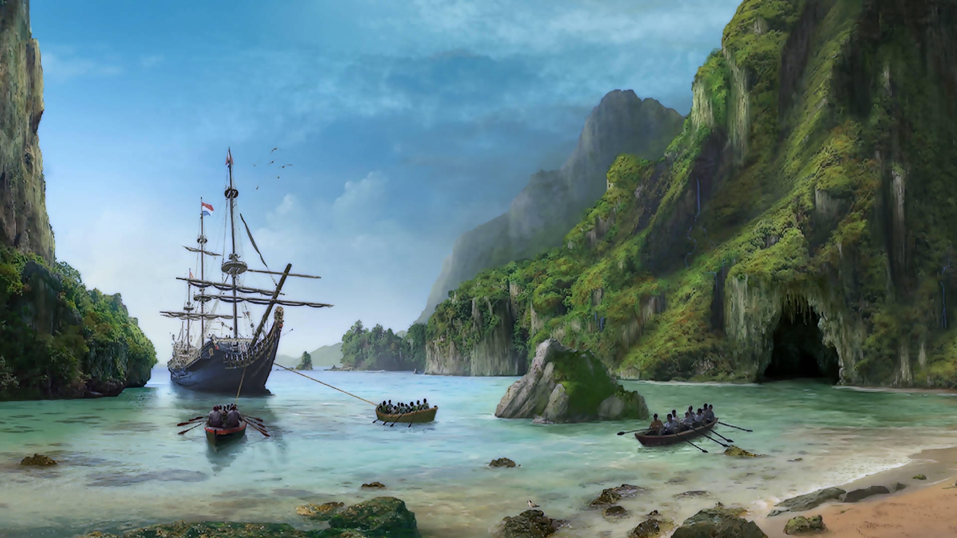 Download Pirate Ship Island Wallpaper
