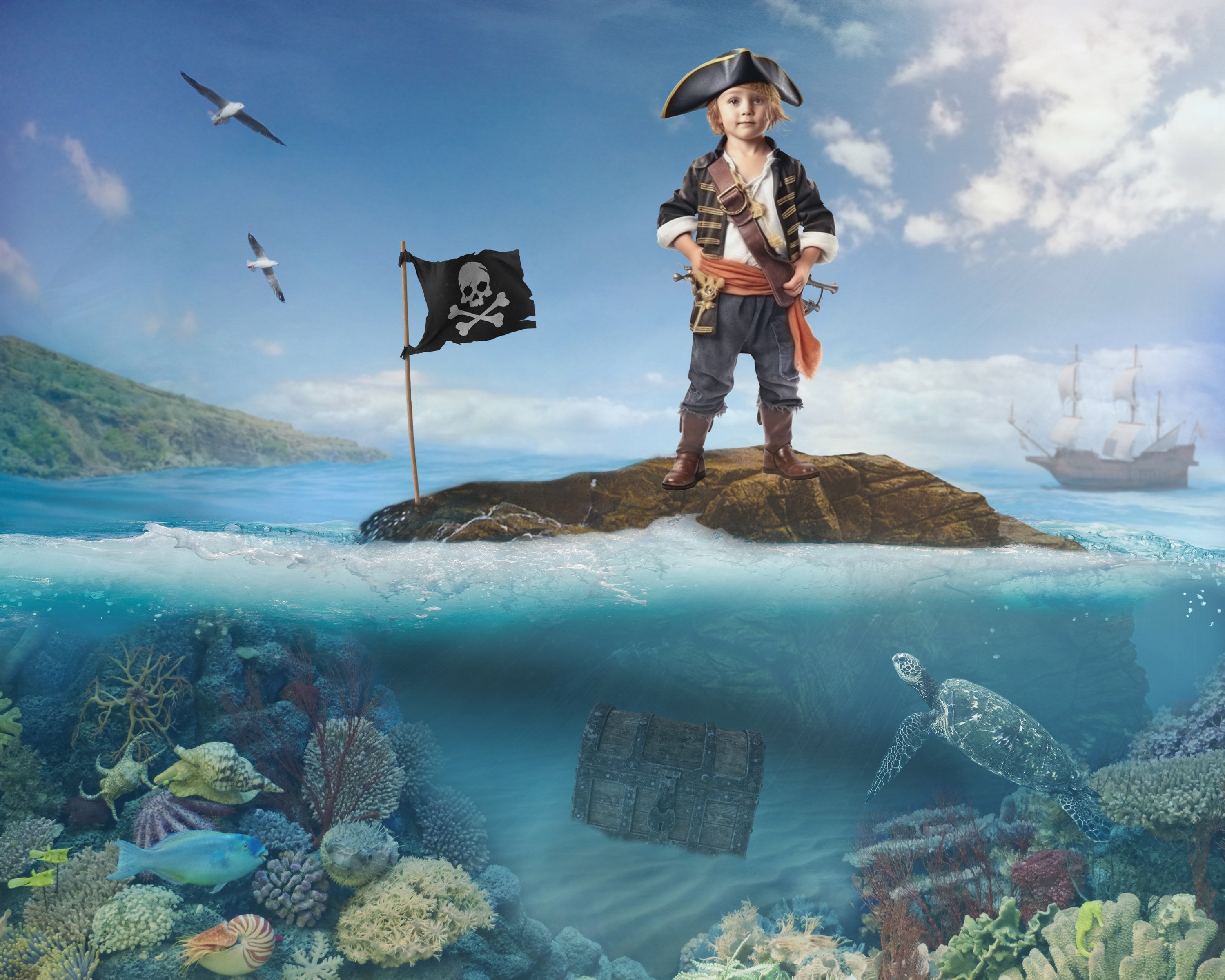 Pirate Island Digital Backdrop. Background Ideal for Pirates