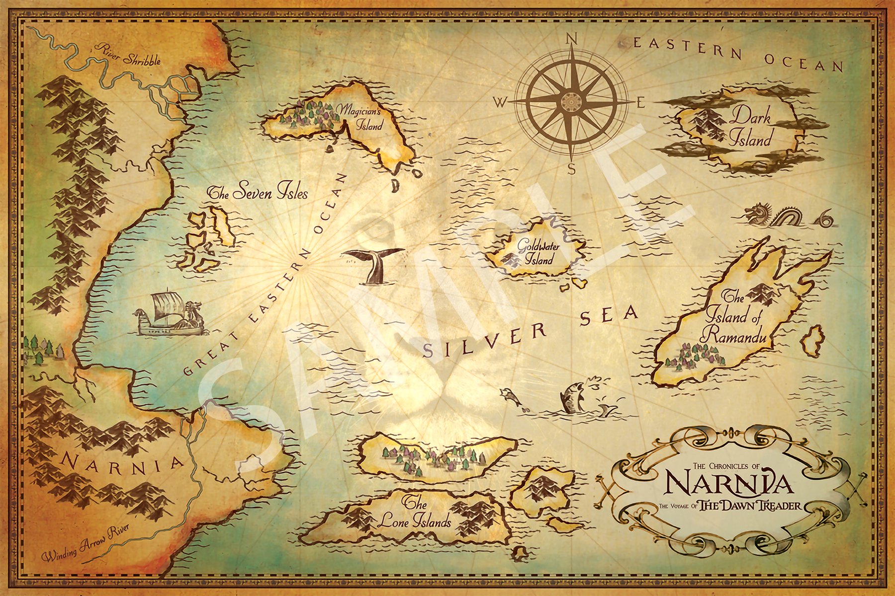 Best Print Store Chronicles of Narnia, The Voyage of The Dawn Treader, Map Poster (11x17 inches), Office Products