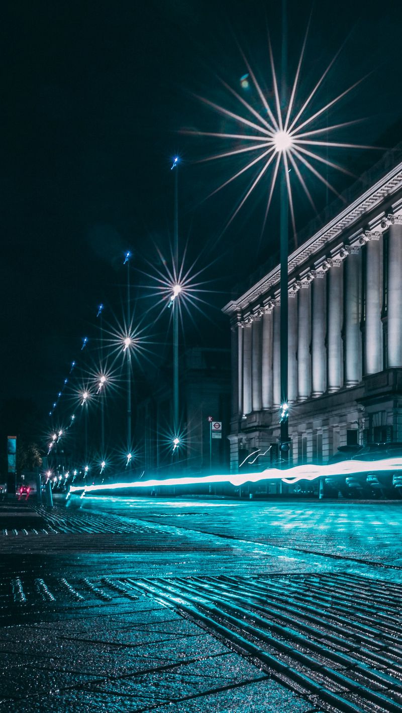 Download Wallpaper 800x1420 Night City, Street, Light, Lights, Long Exposure Iphone Se 5s 5c 5 For Parallax HD Background