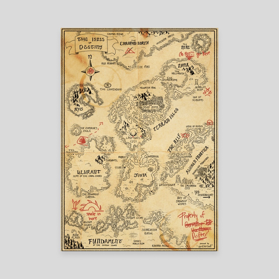 a map of the isles of destiny, an art canvas