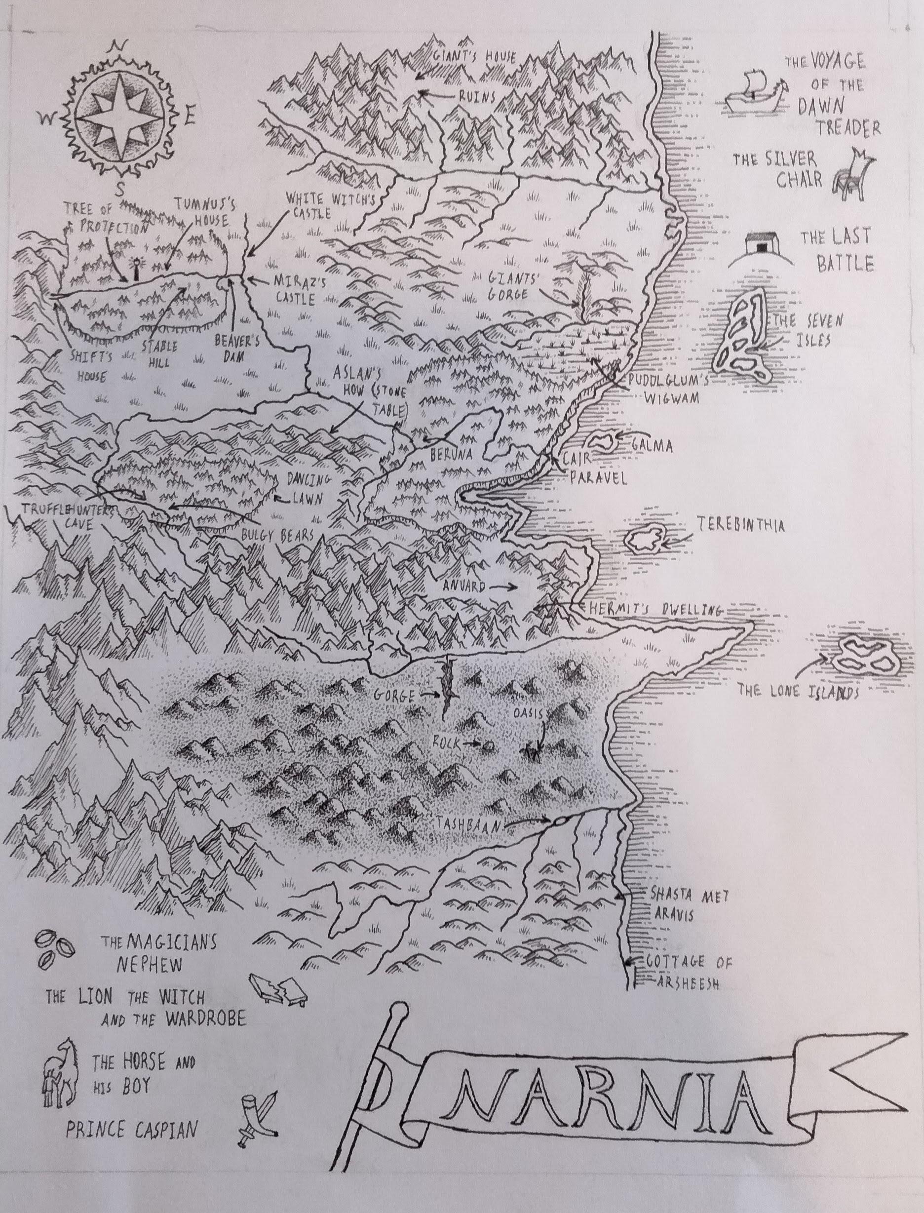 A map of Narnia (by C.S. Lewis) that I drew