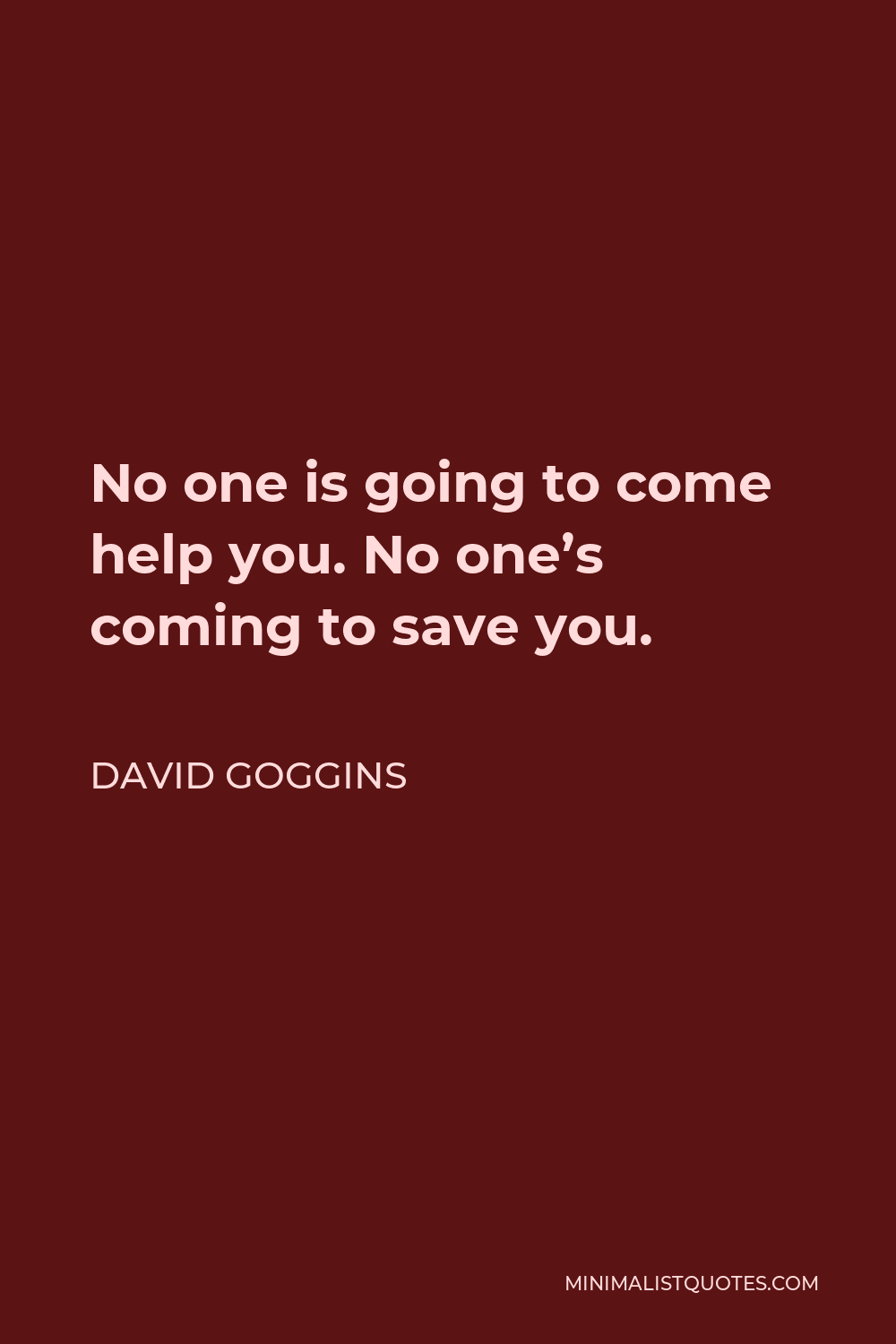 David Goggins Quote: No one is going to come help you. No one's coming to save you. David goggins, Seal quotes, Healing quotes