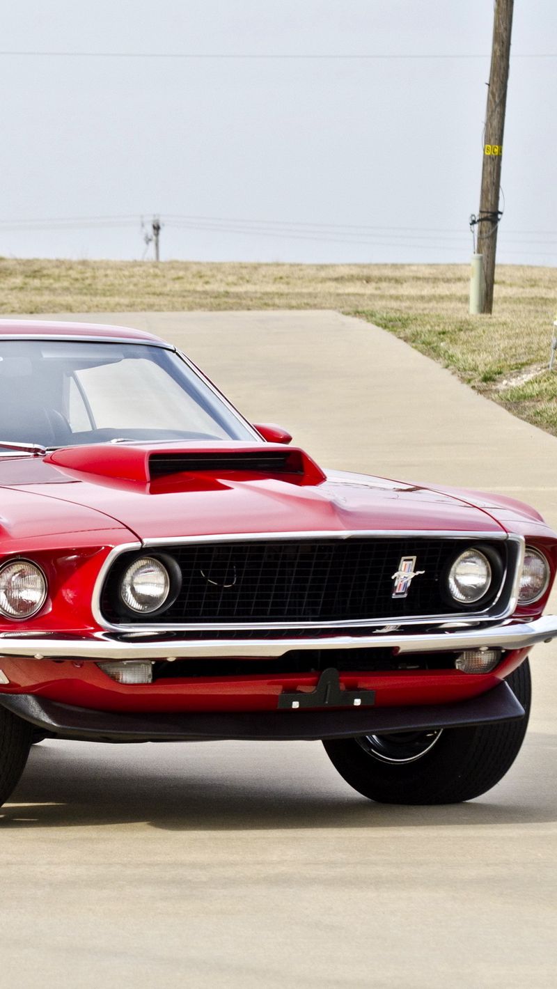 Download Wallpaper 800x1420 Boss, Muscle Car, Ford, 1969, Red, 429, Mustang Iphone Se 5s 5c 5 For Parallax HD Background
