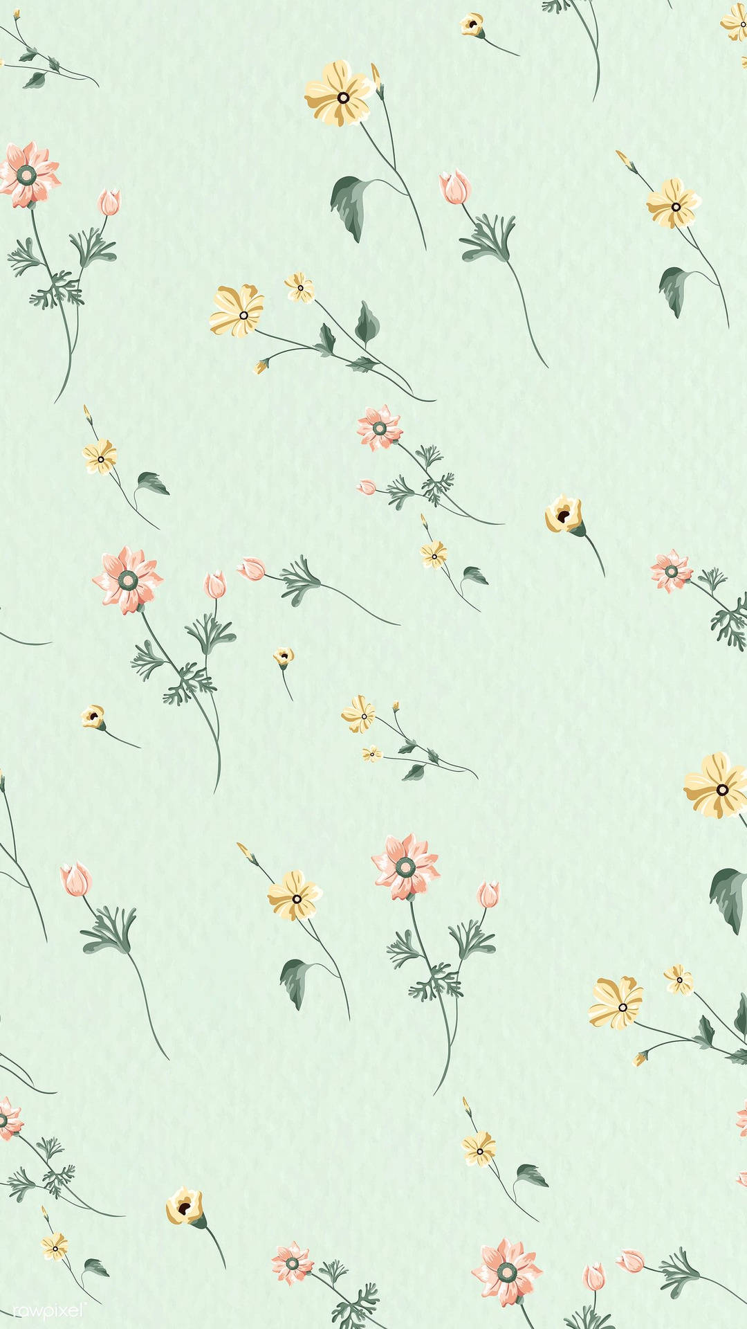 Download Beautiful Flowers Mint Green iPhone Wallpaper