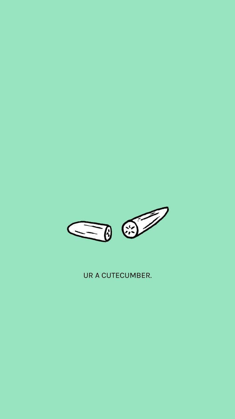 Download Cucumber Drawing On Mint Green iPhone Wallpaper