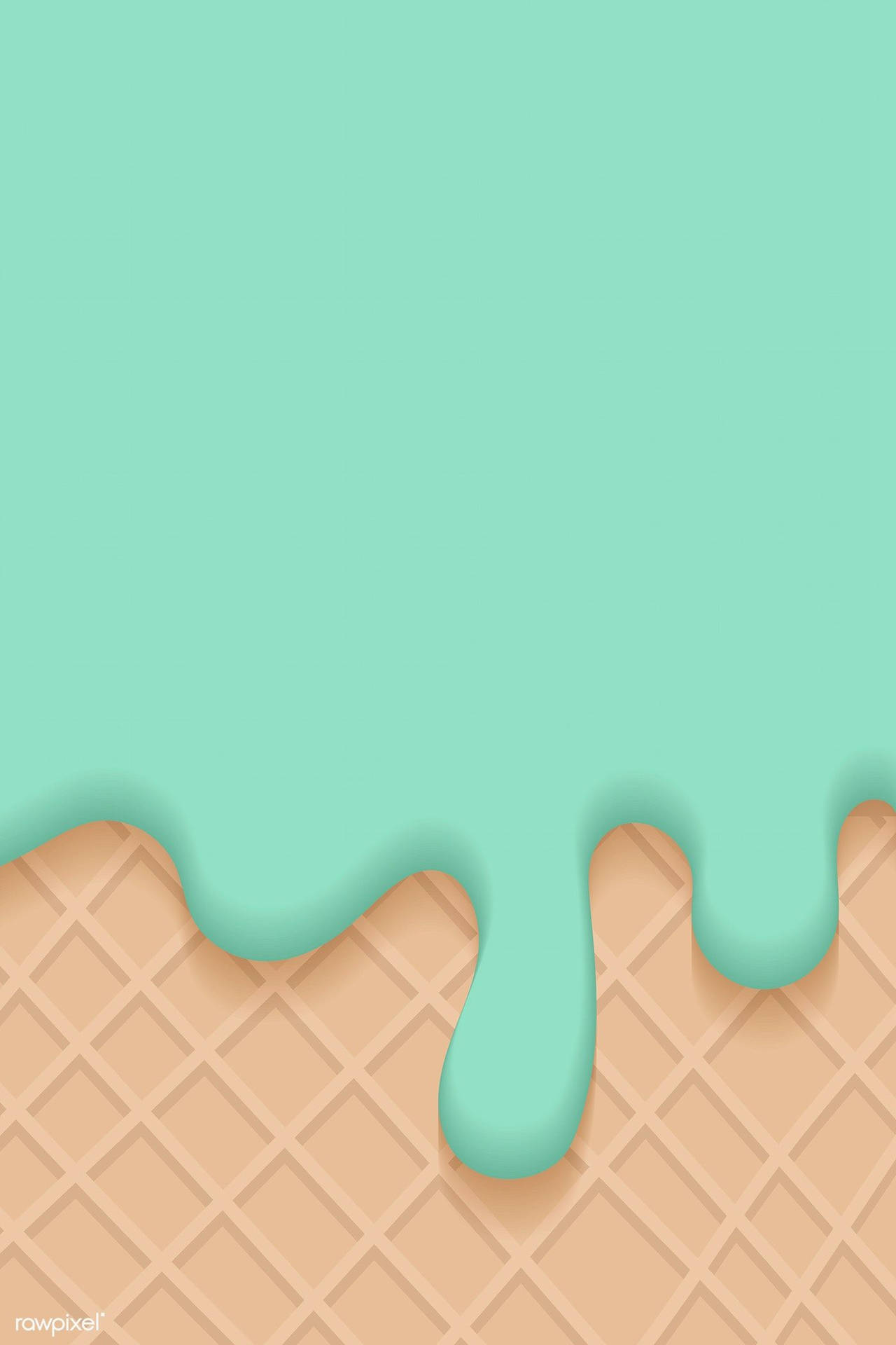 Download Waffle Texture With Melting Mint Green iPhone Wallpaper