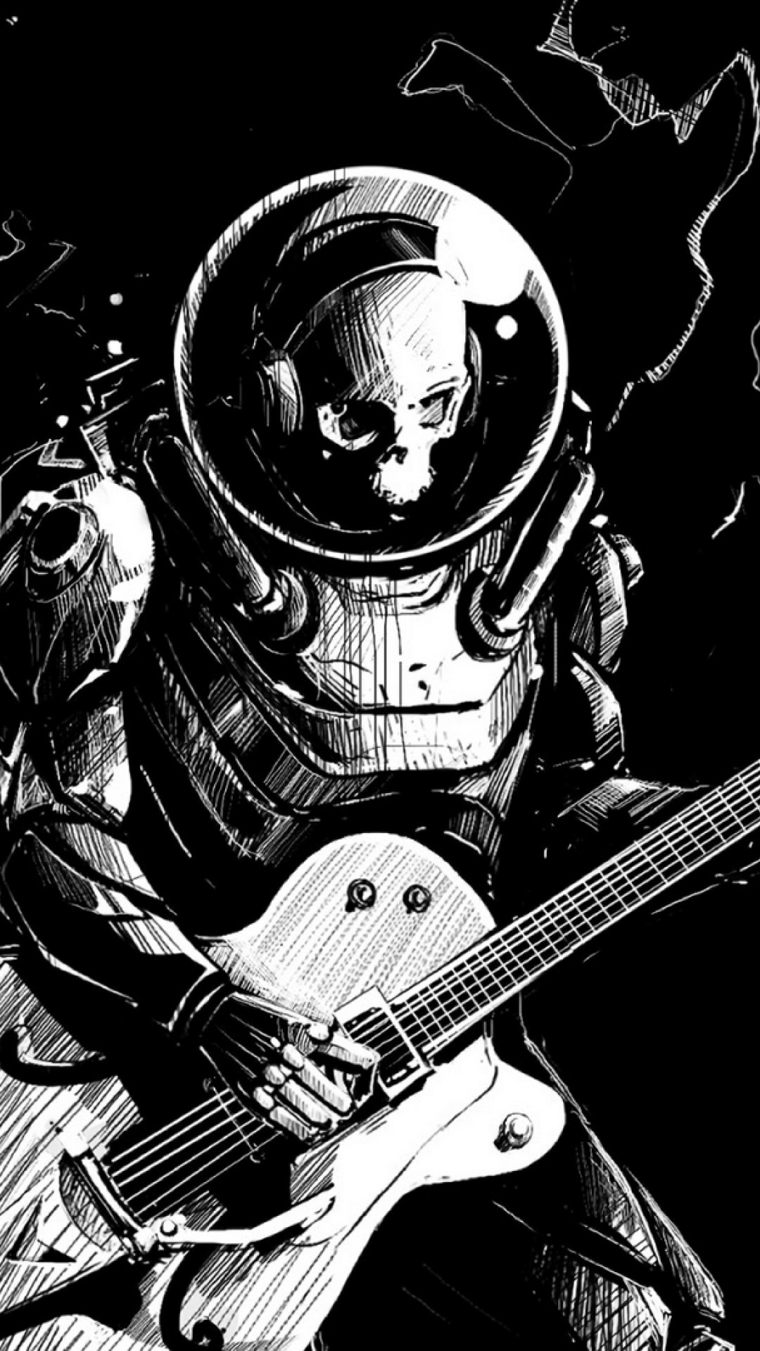 Skeleton plays guitar HD Wallpaper iPhone 6 / 6S Plus