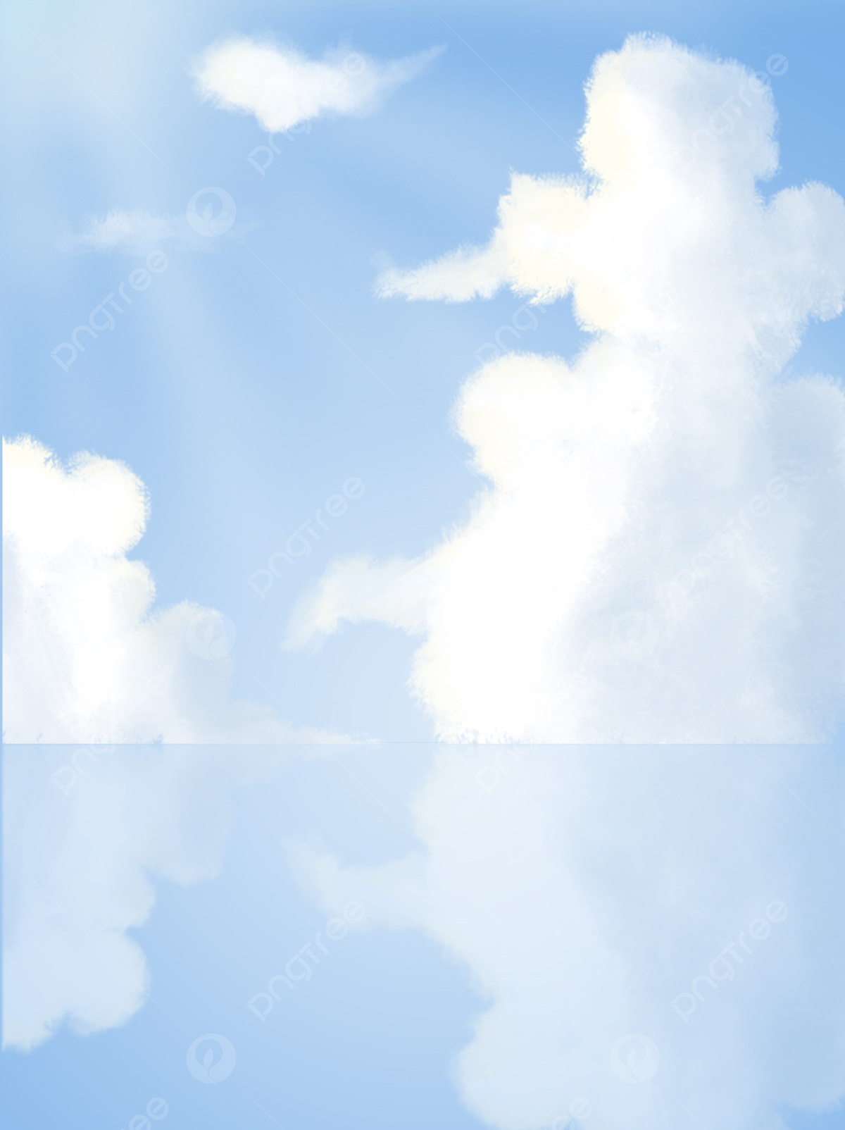 Original Hand Painted Fresh Anime Wind Solid Color Blue Sky White Clouds Background Wallpaper Image For Free Download