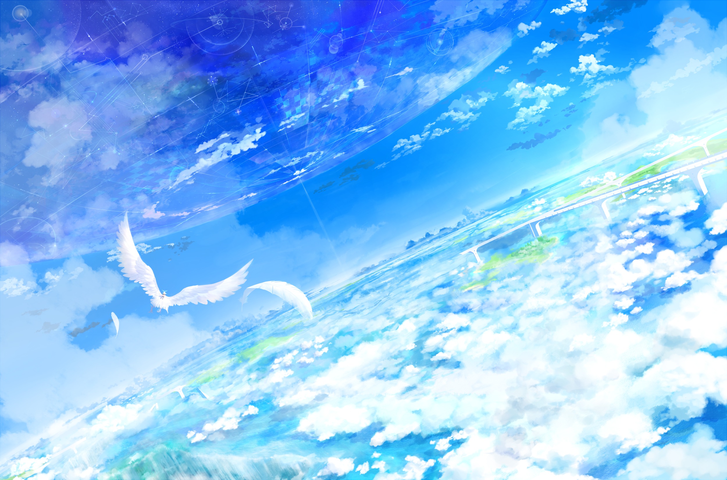 Wallpaper Blue and White Clouds and Sky Painting, Background Free Image