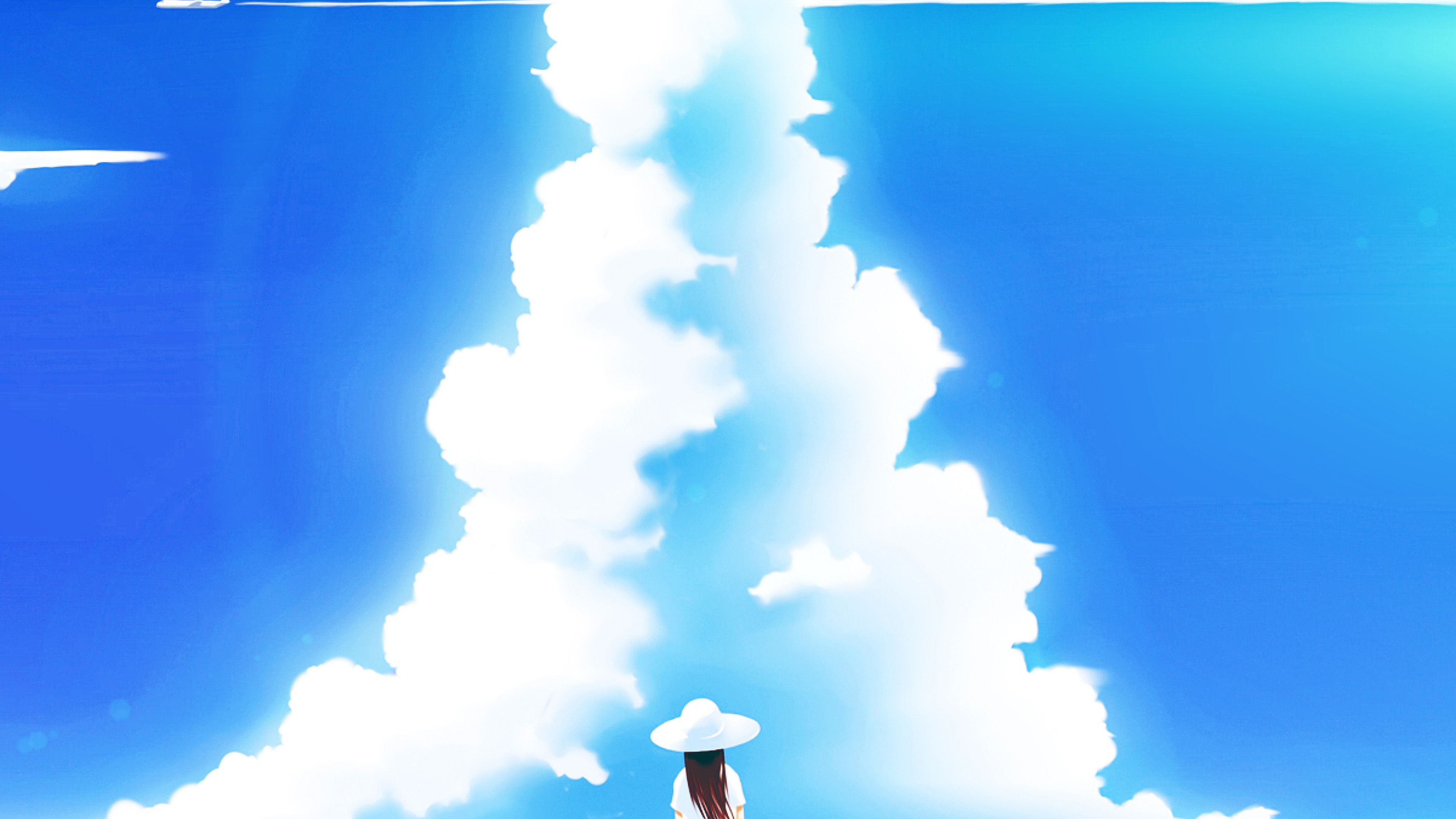 wallpaper for desktop, laptop. girl animeo blue sky illustration art flare